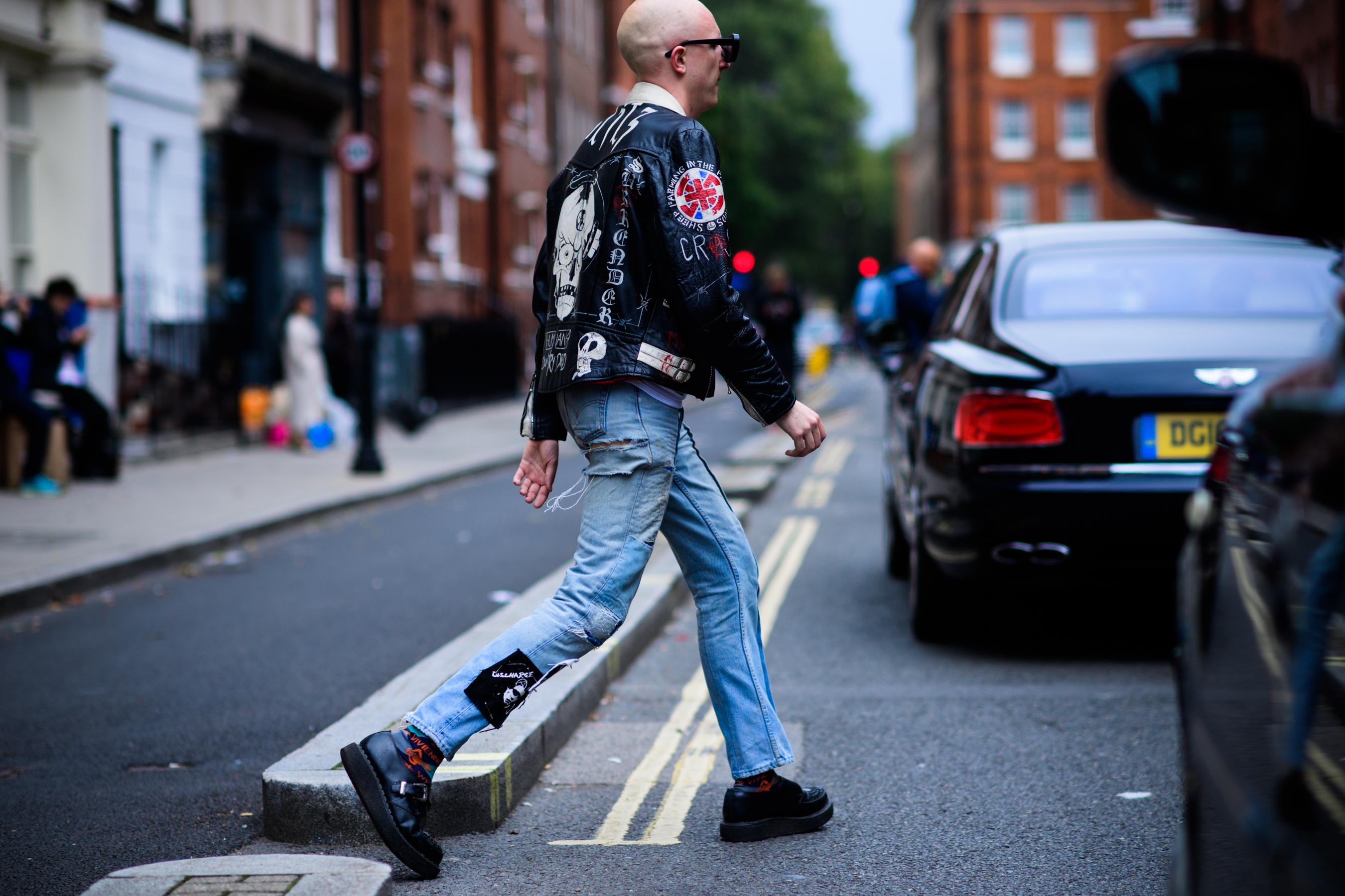 Man wearing punk style outfit