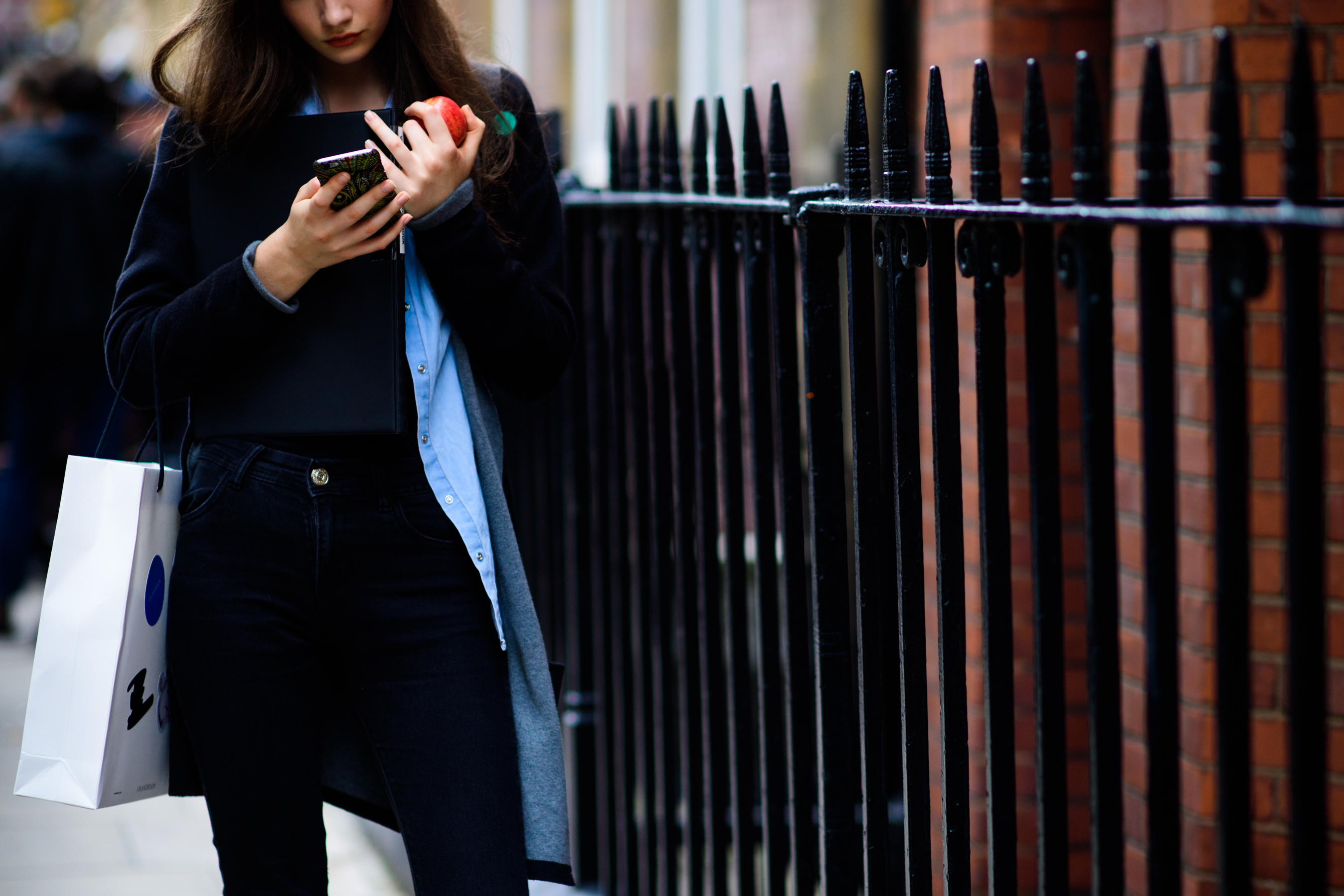 Model wearing black outfit