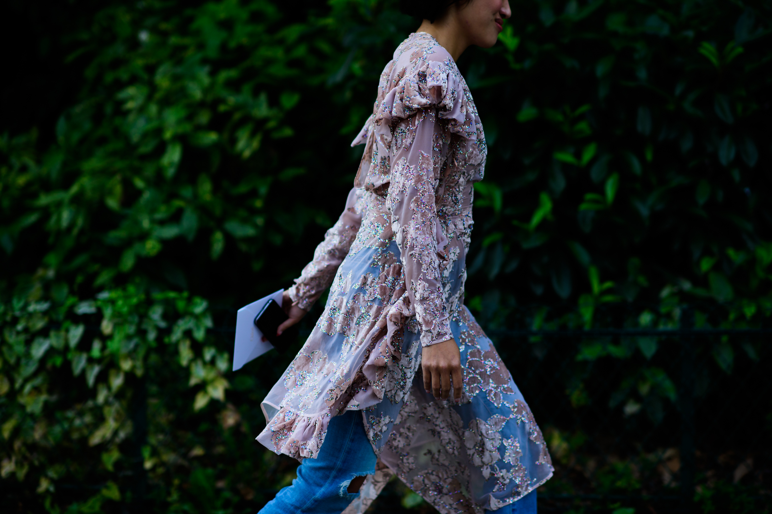 Woman wearing floral dress