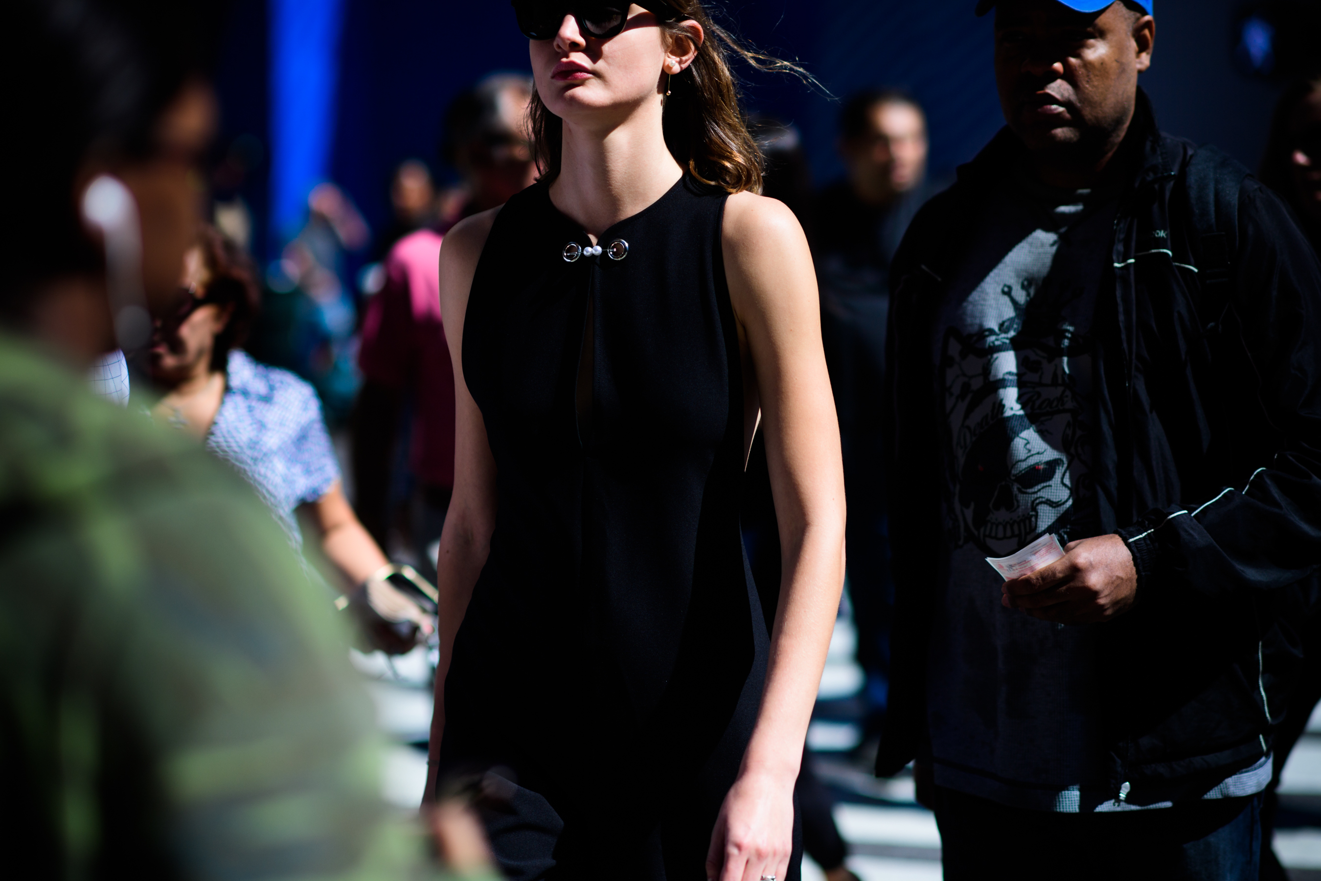 Woman wearing black before the show