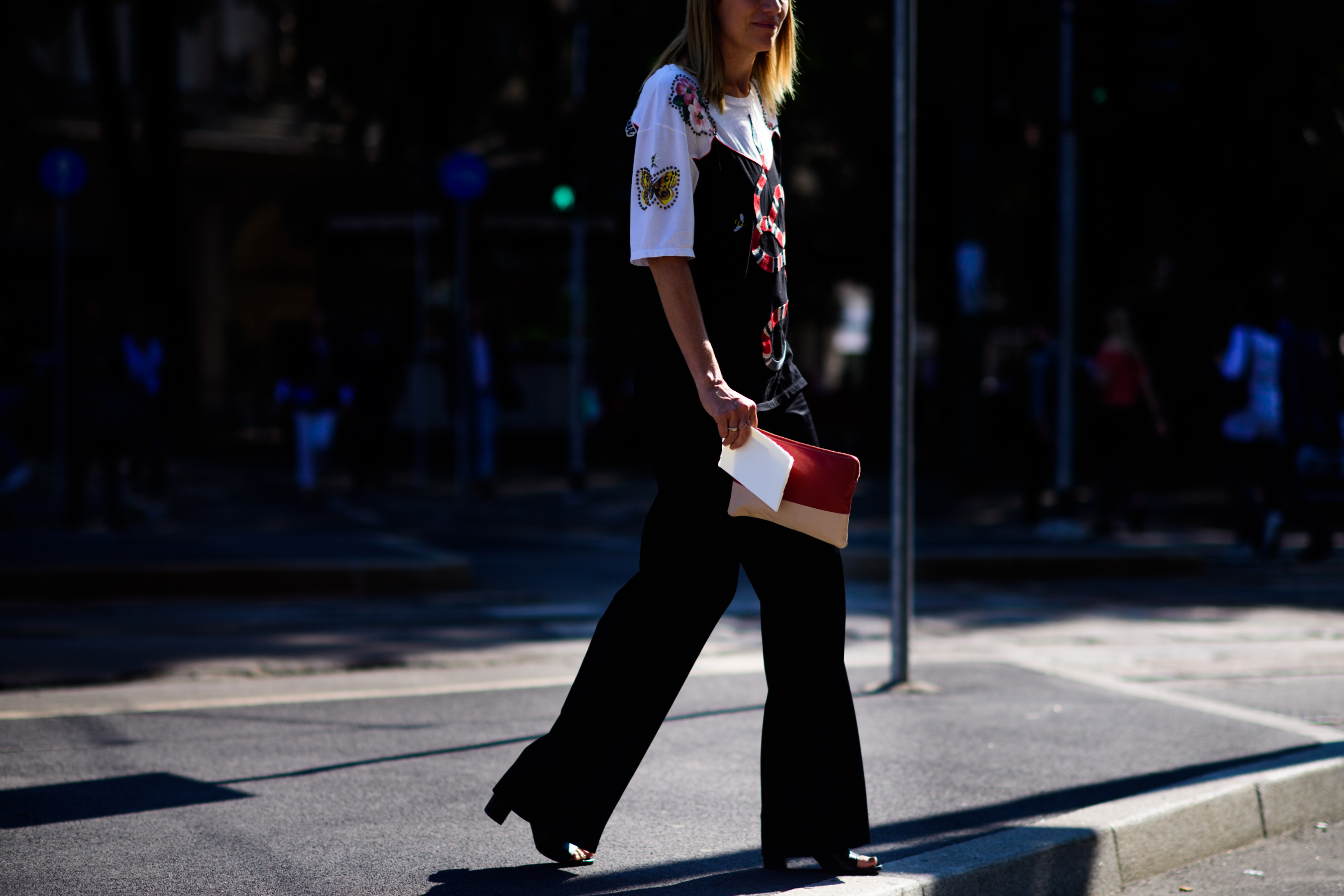 Woman wearing Gucci outfit