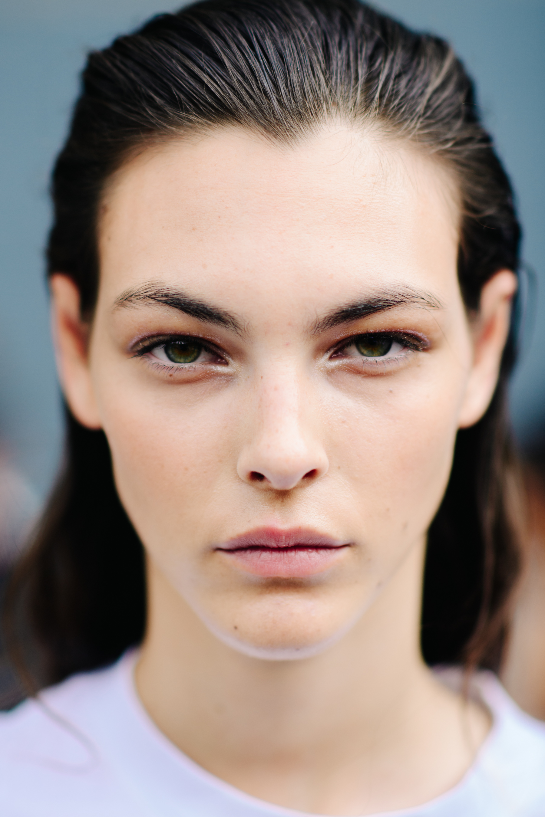 Portrait of Italian model with sleek hair
