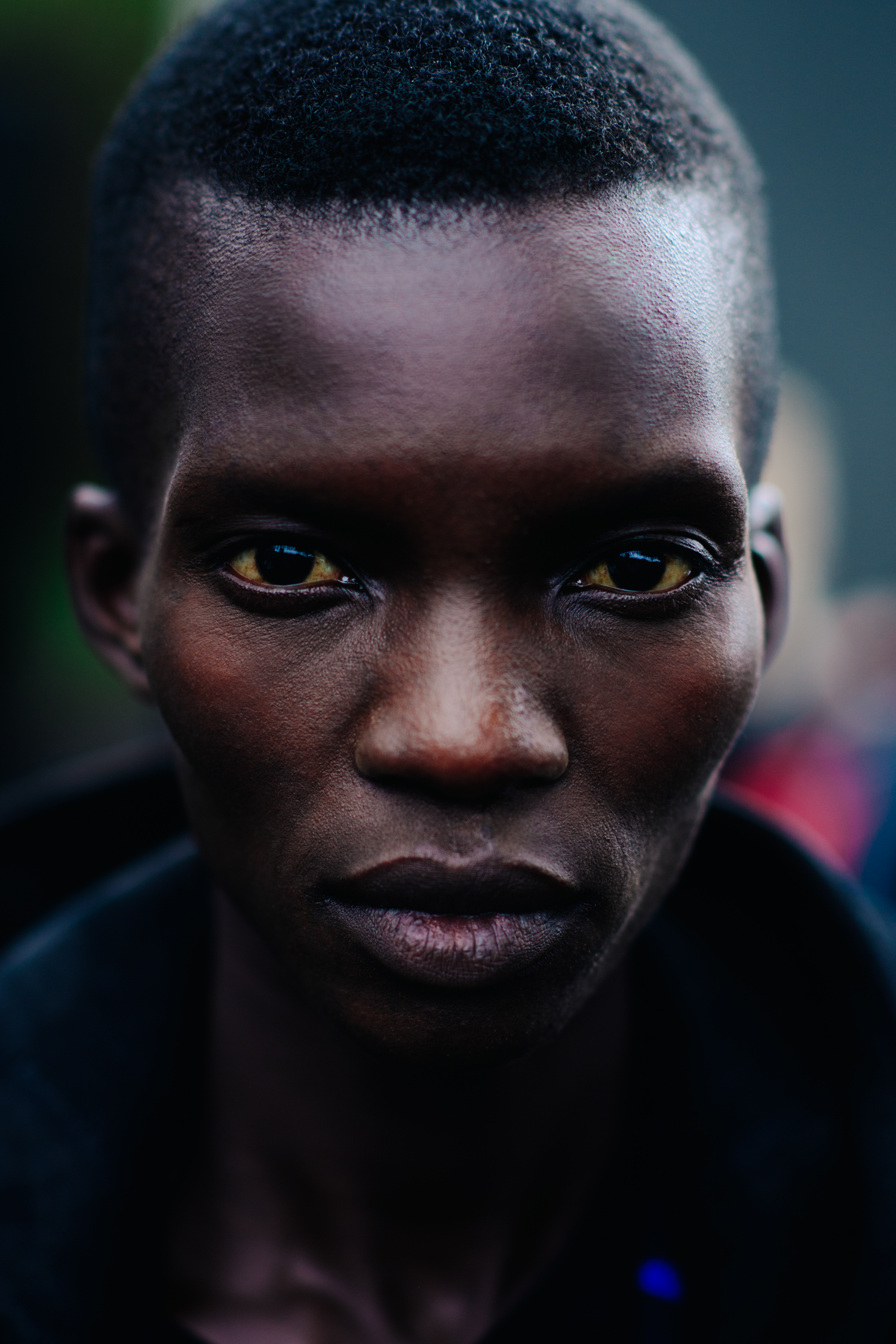 Portrait of American model with short hair
