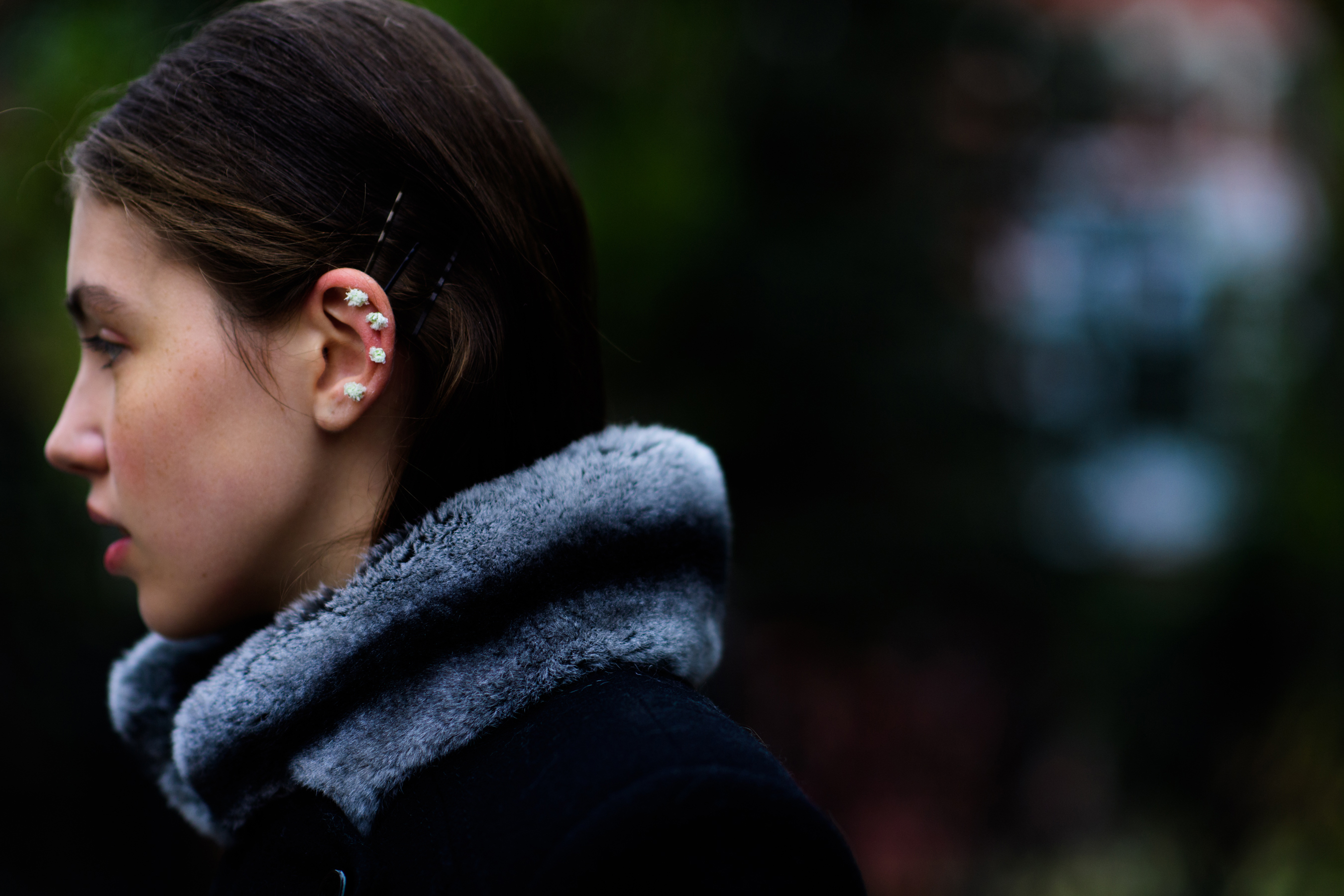 Ukrainian model with flowers in her ears