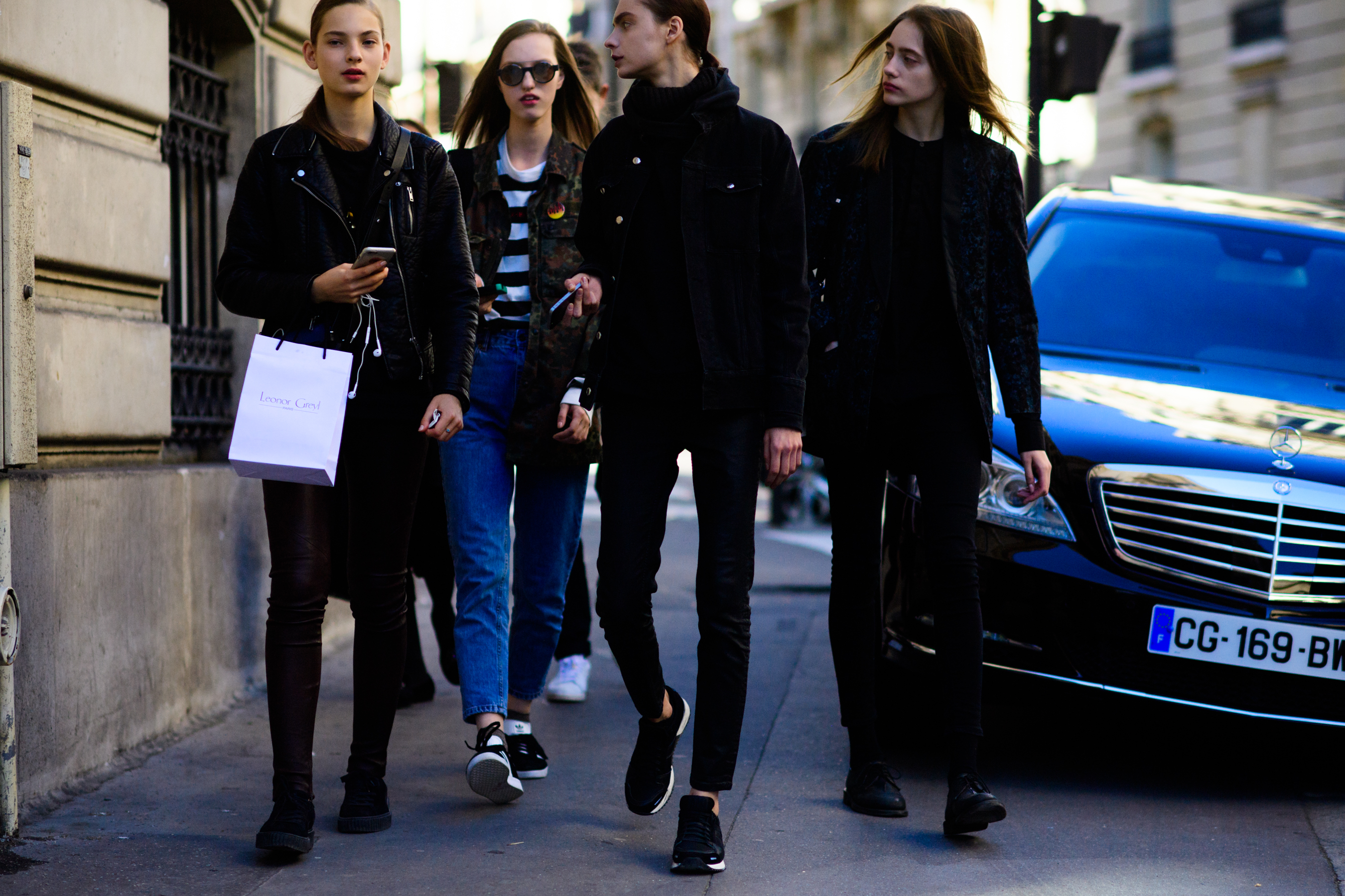 Four models leaving Hermès show