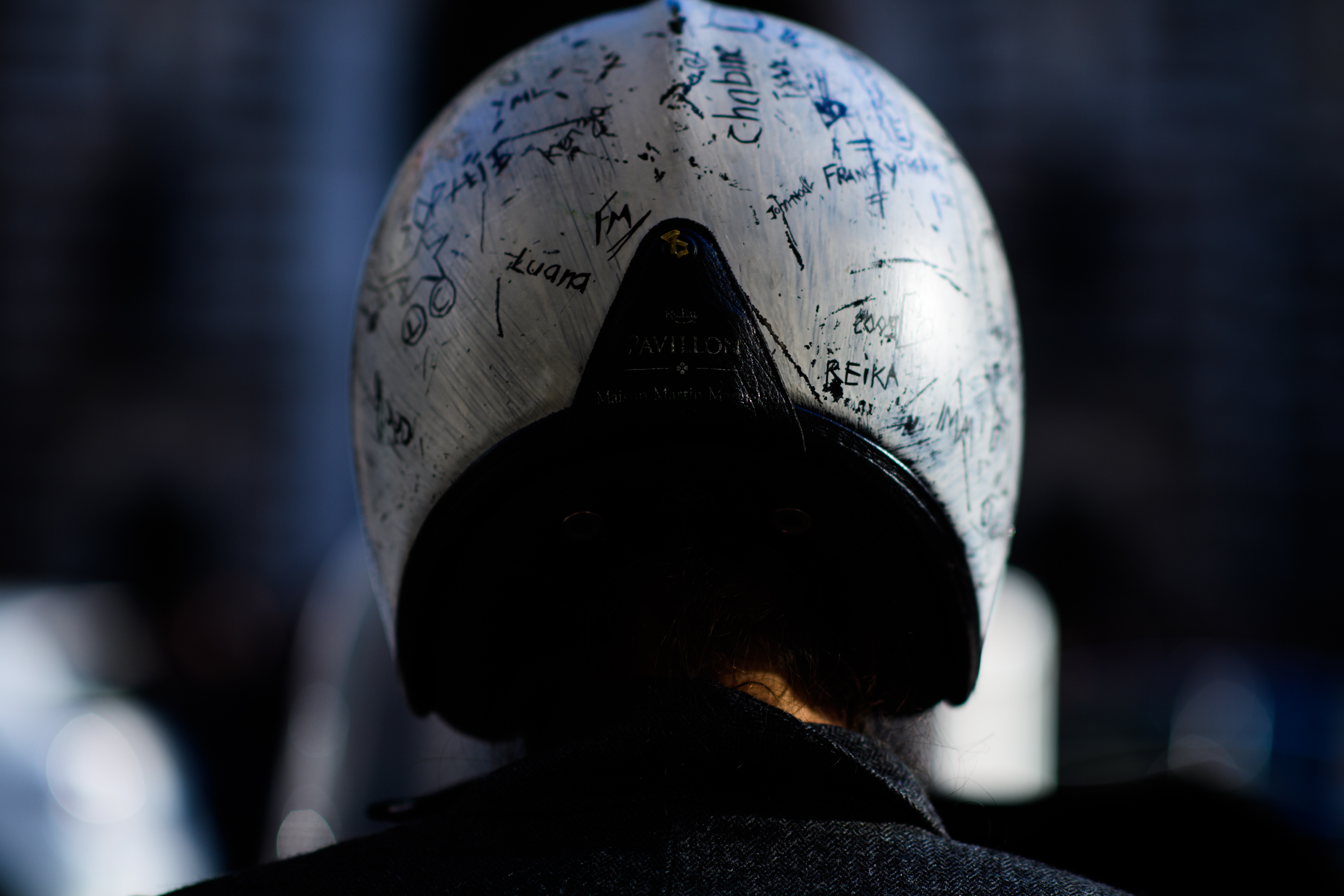 Rear of custom motorcycle helmet