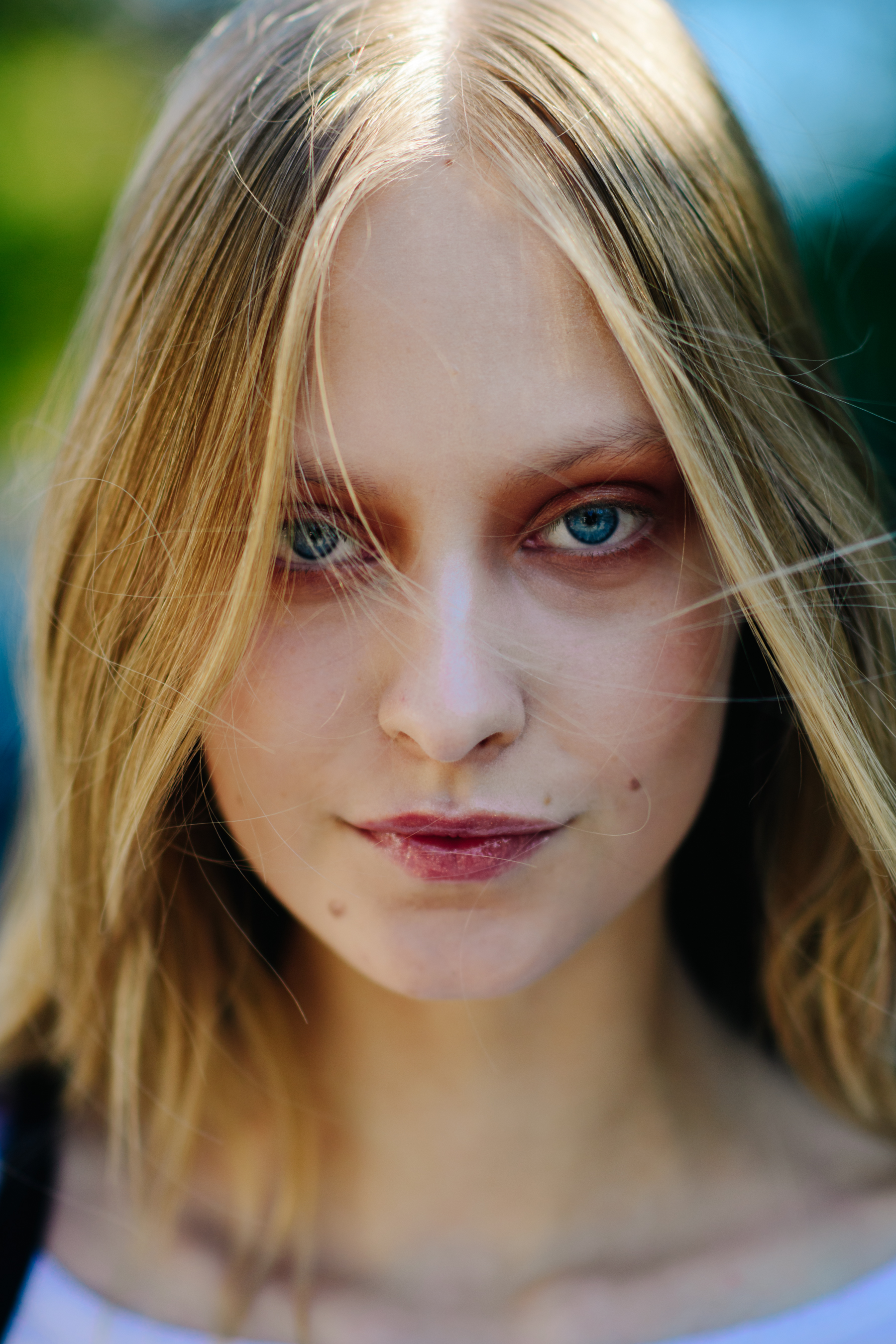 Portrait of model with red eye makeup