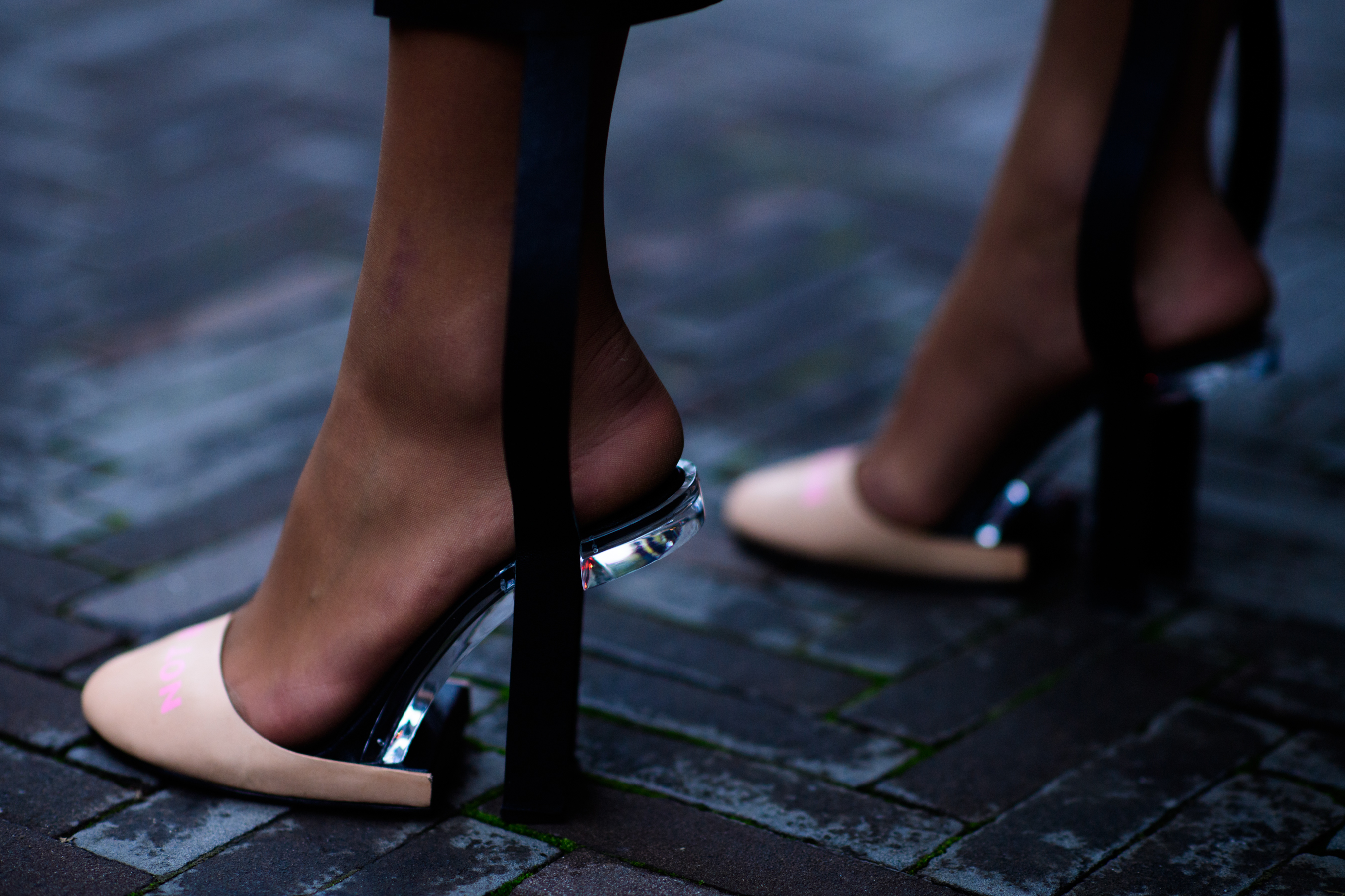 Georgian model wearing interesting shoes