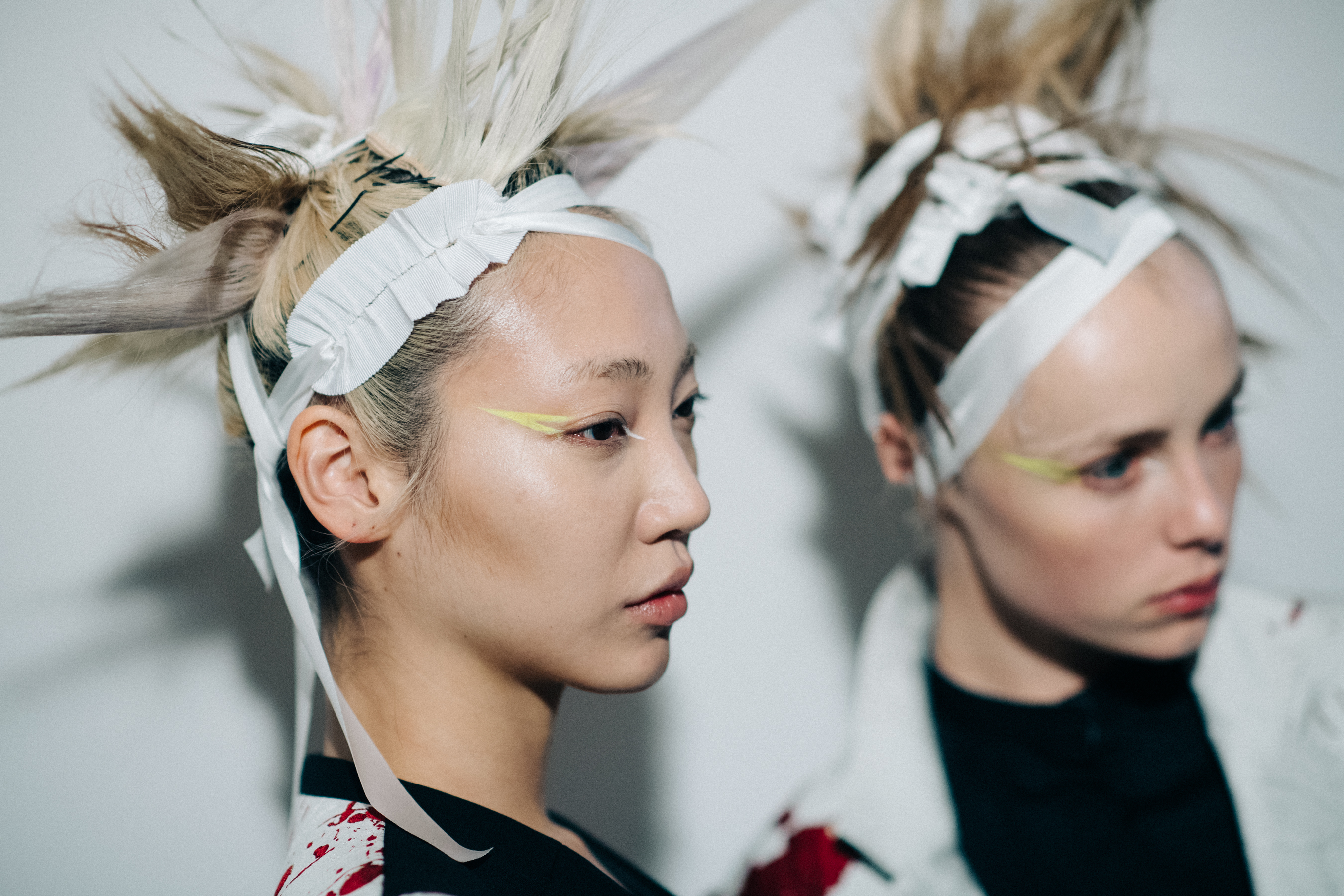 Two models with crazy hair style