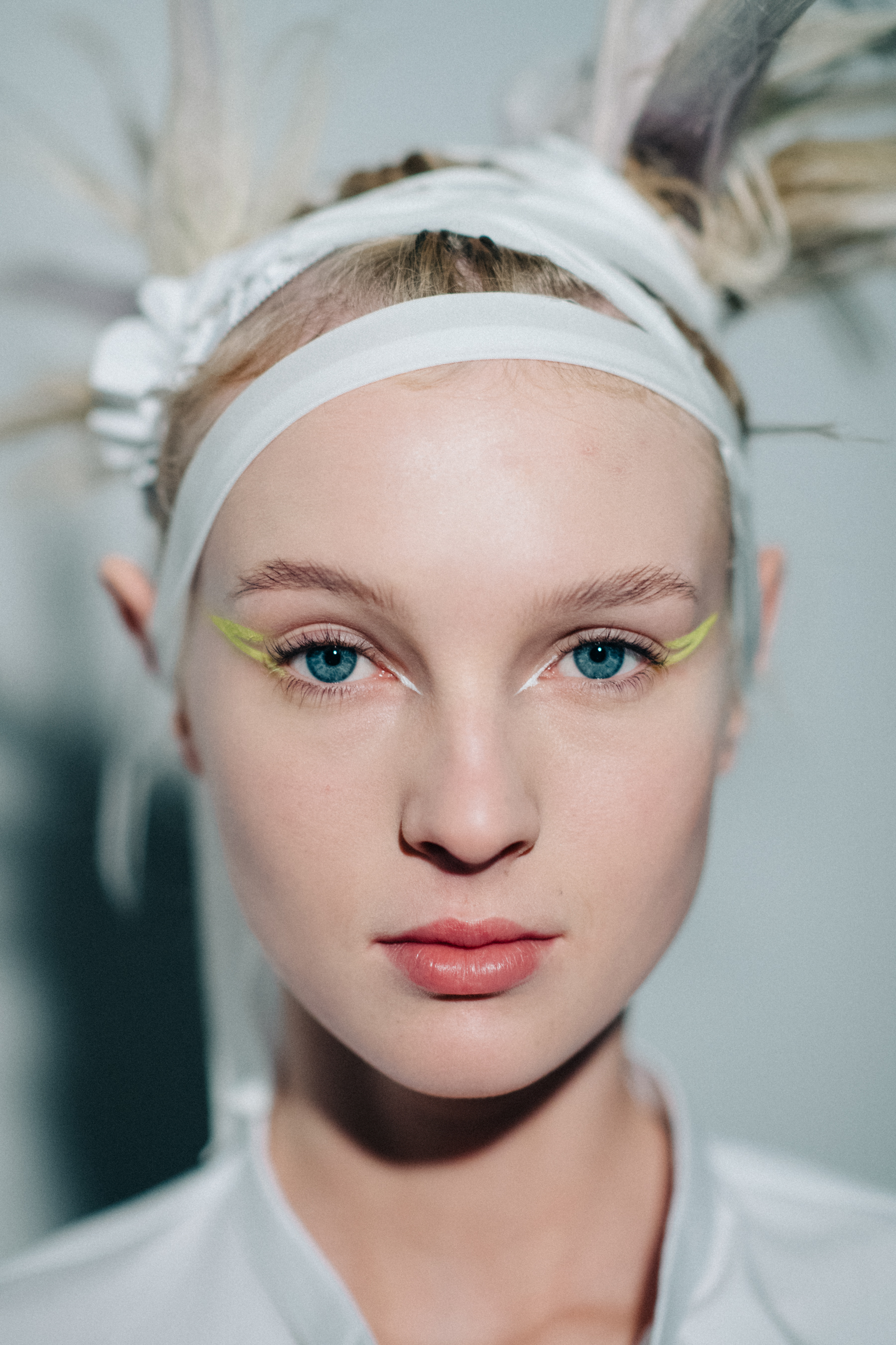 Portrait of a Russian model with blue eyes