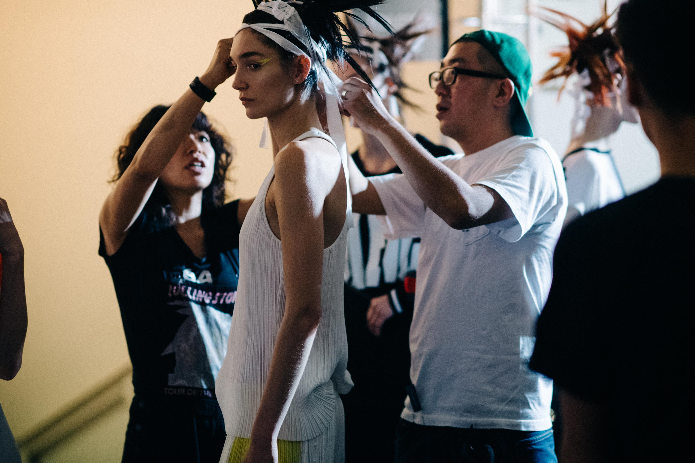 Model with crazy hair do