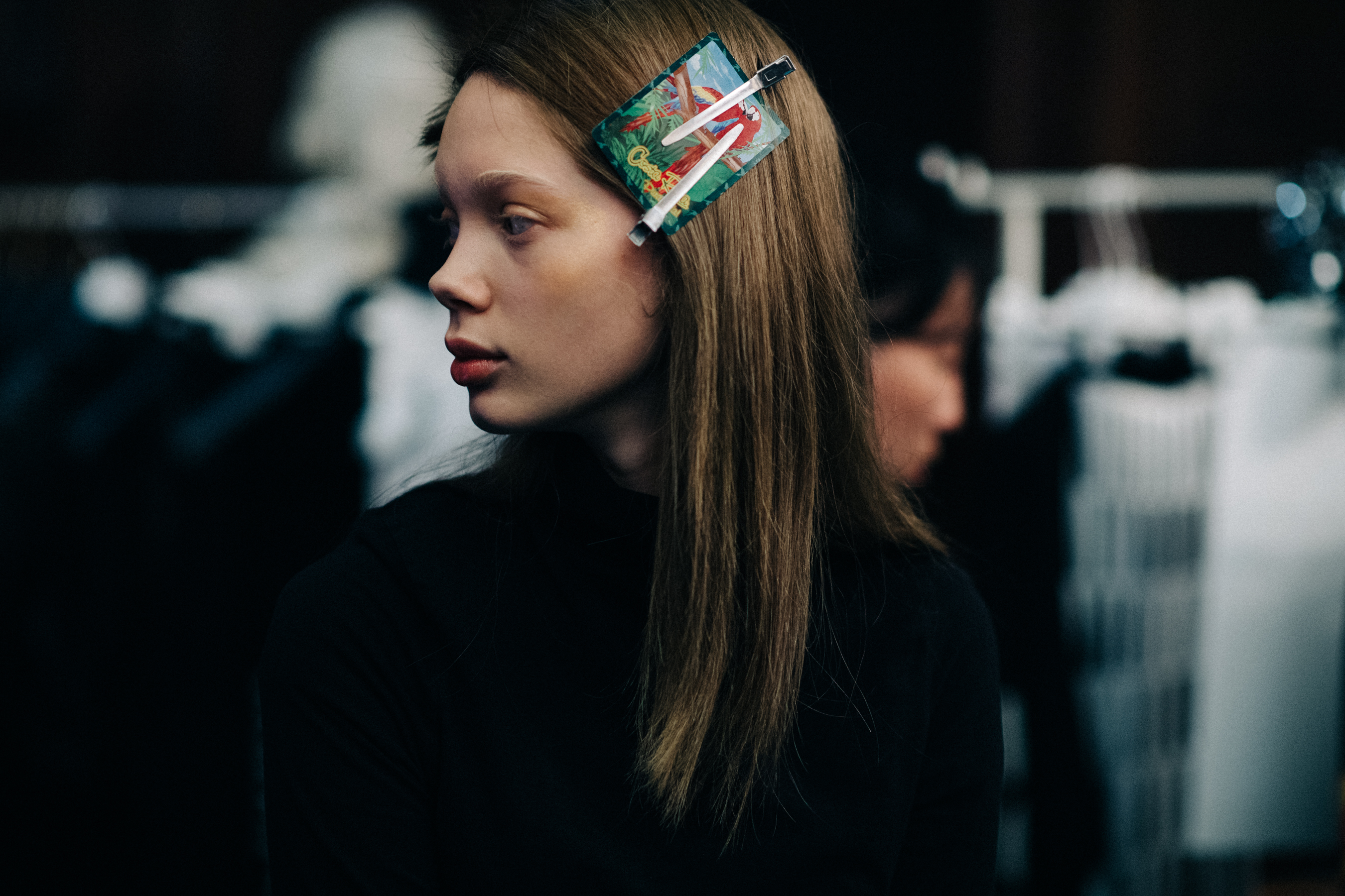 Model with bleached eyebrows