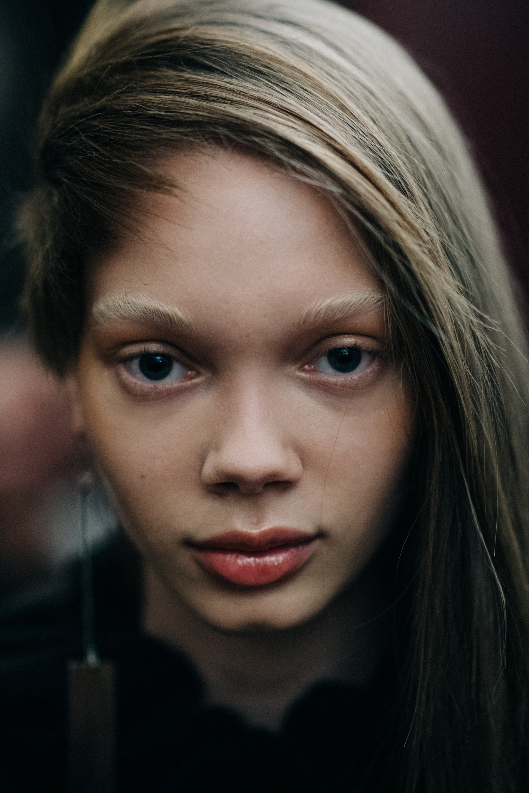 Portrait of a model with bleached eyebrows