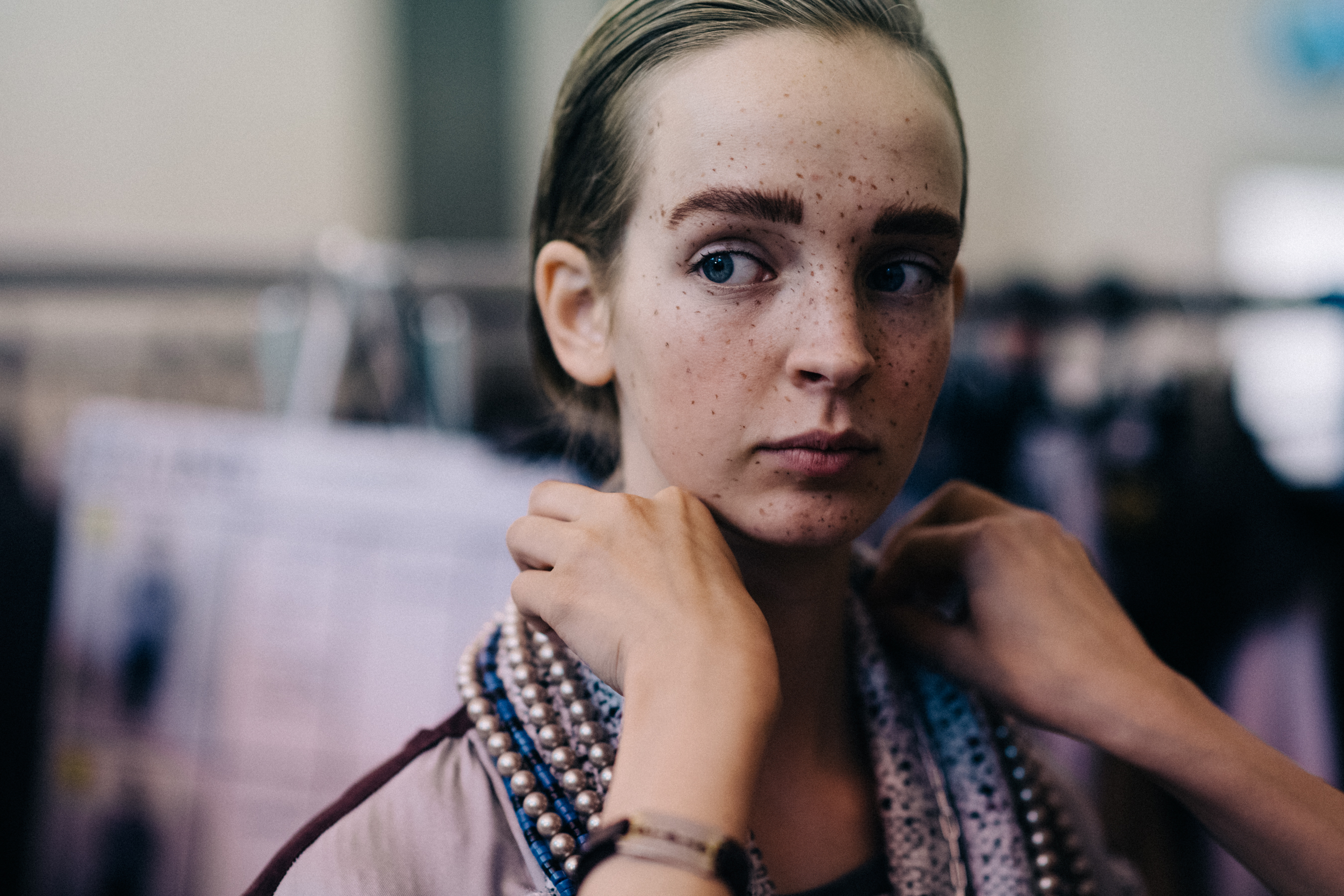 Model with freckles make up