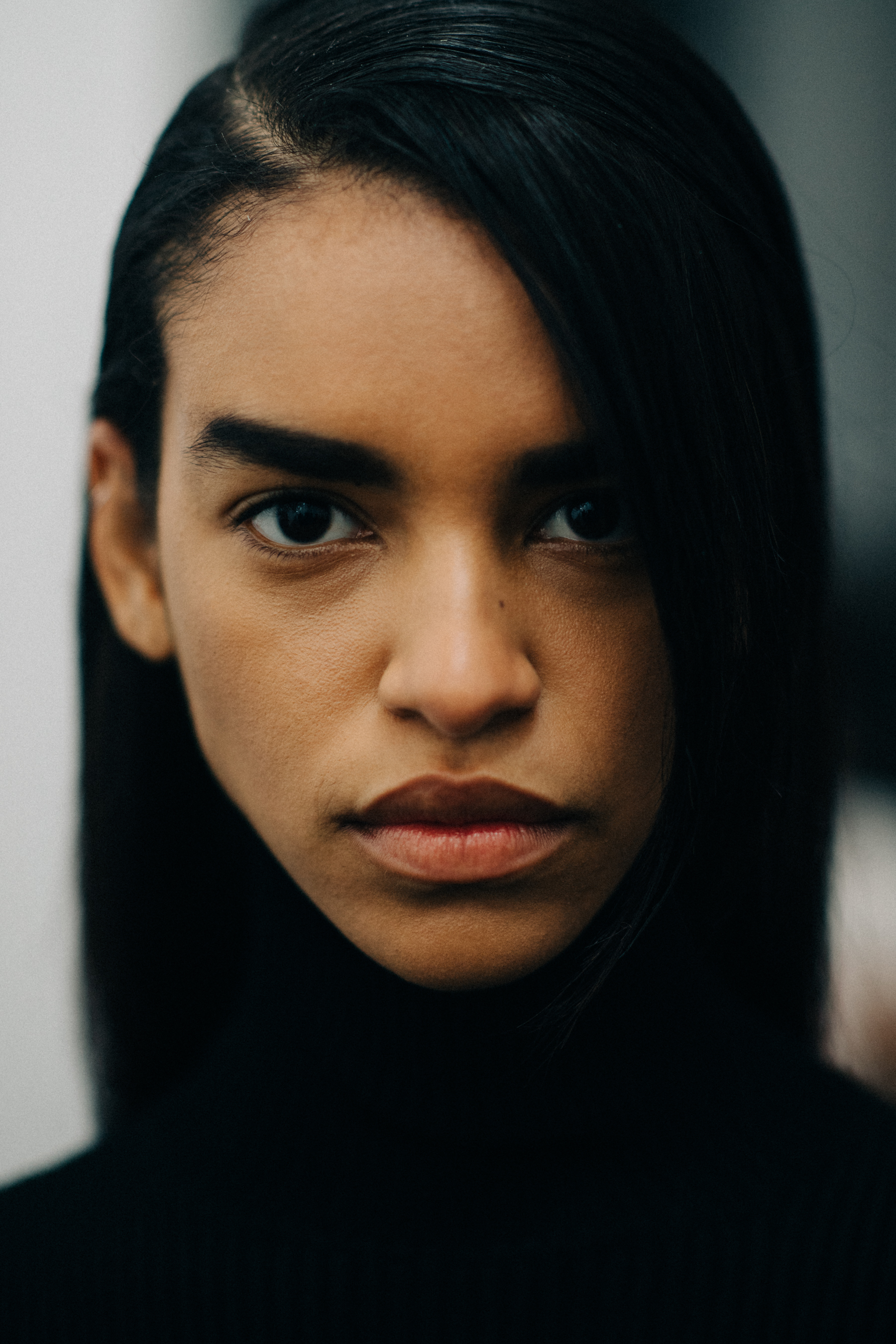 Portrait of a model with dark features