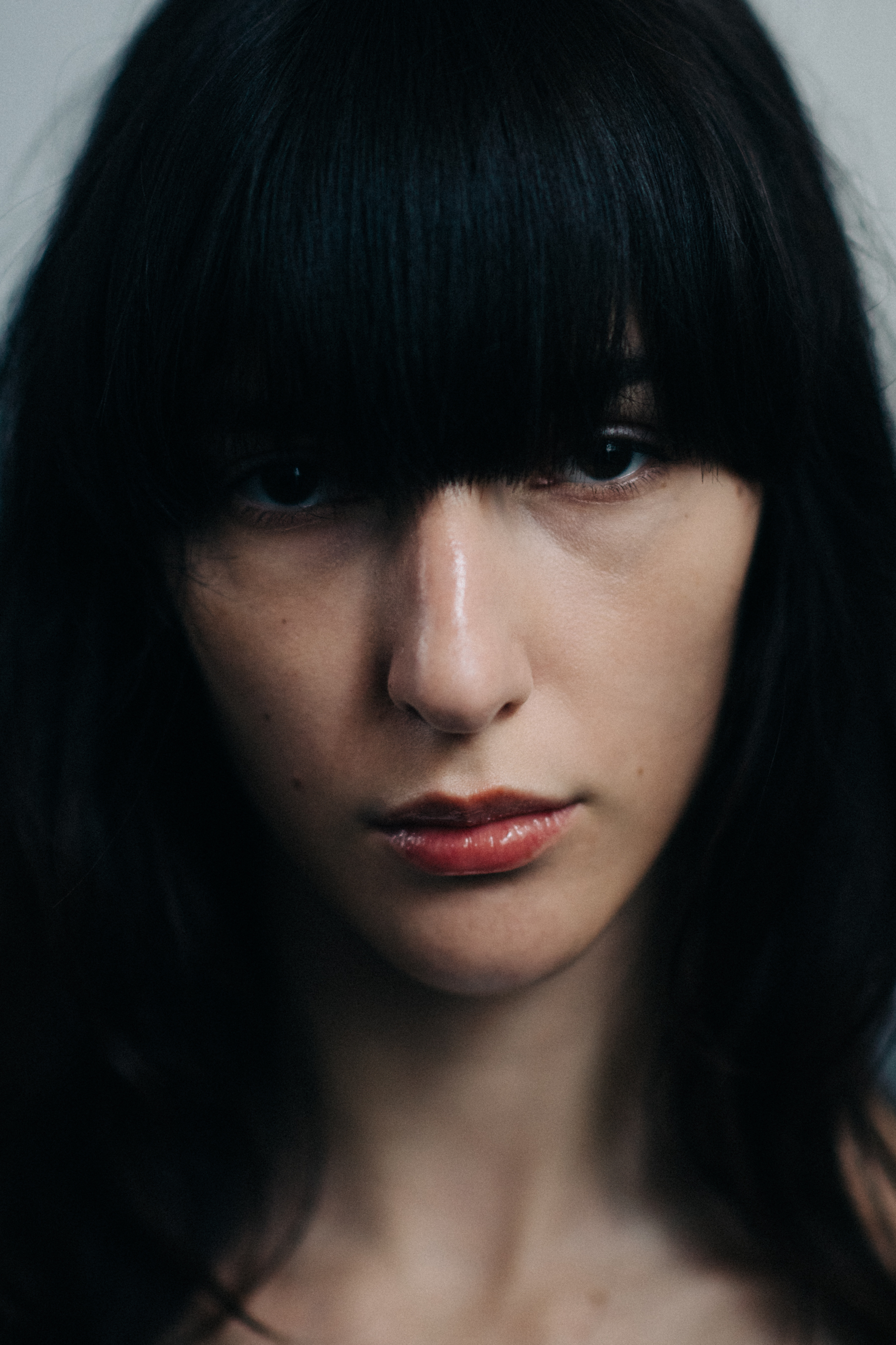Portrait of a model with dark hair