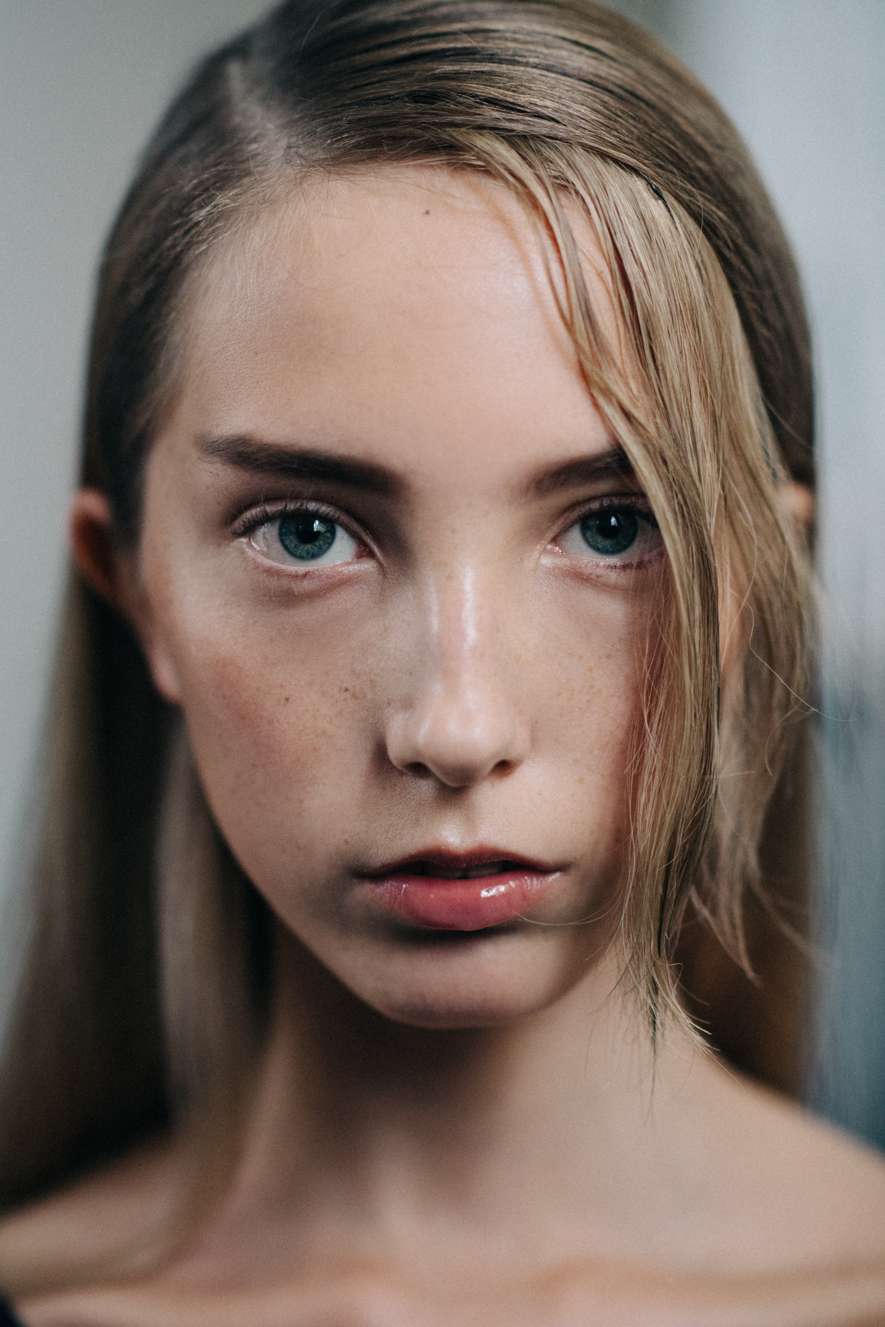 Portrait of a model with blonde hair