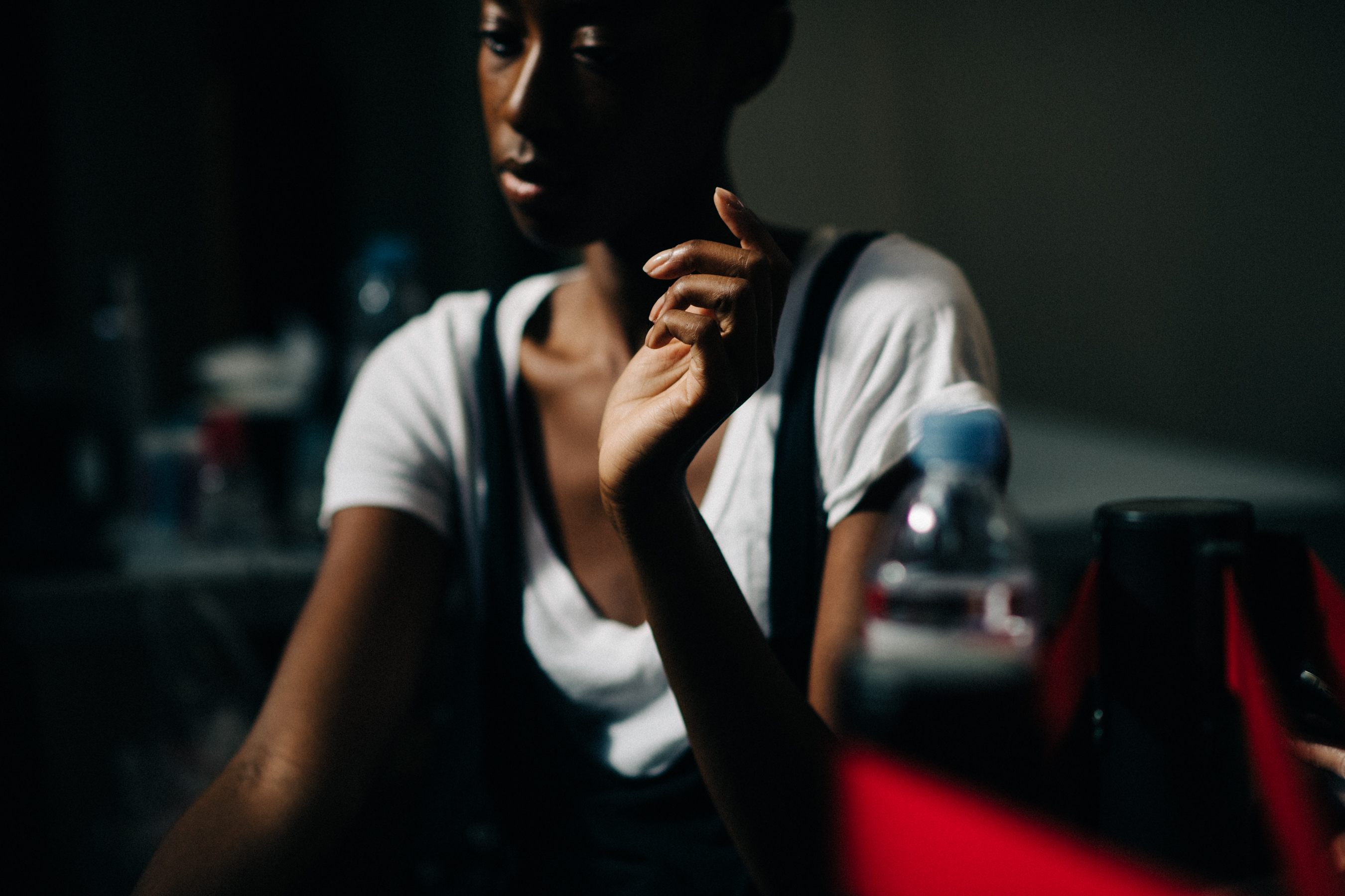 African female model at backstage
