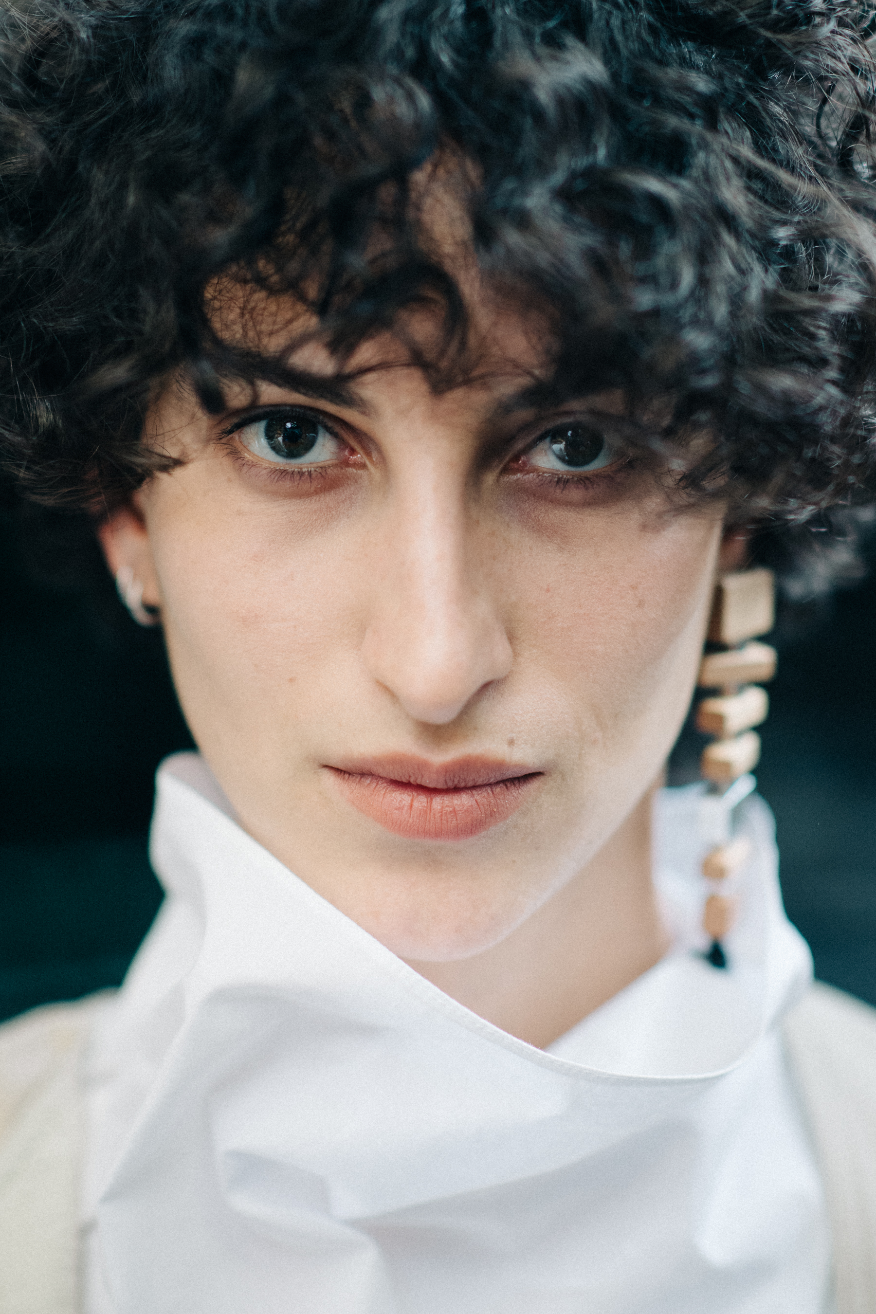 Portrait of model with curly hair