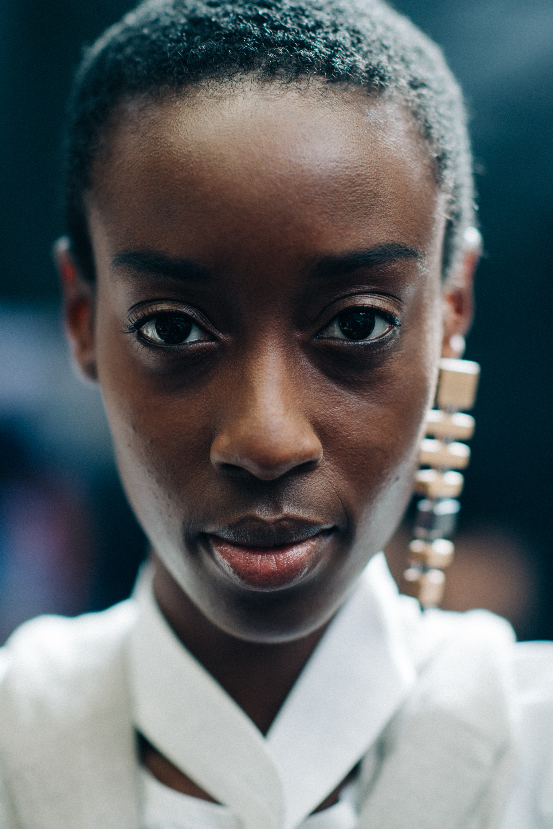 Portrait of model with short hair