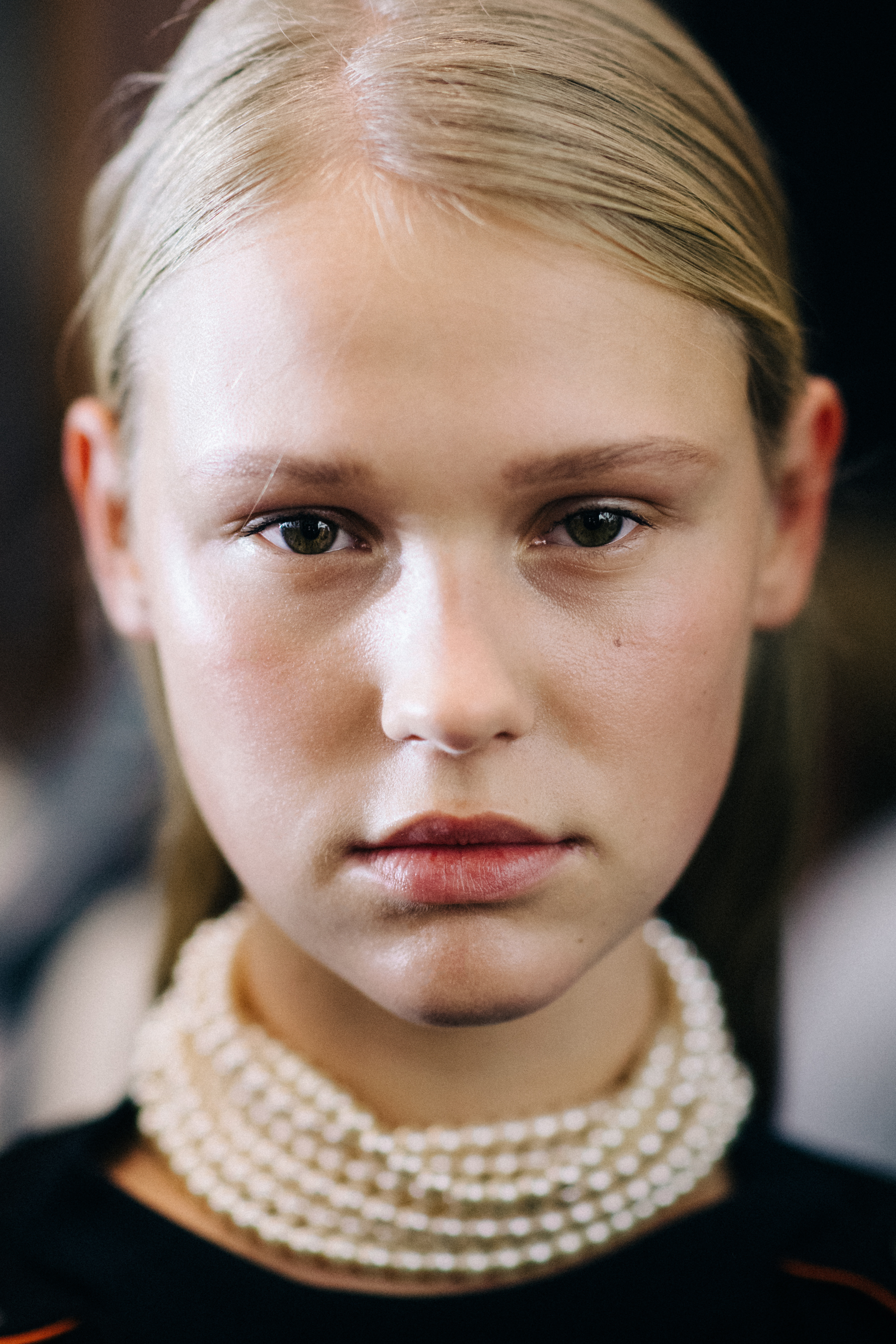 Portrait of model with pearls