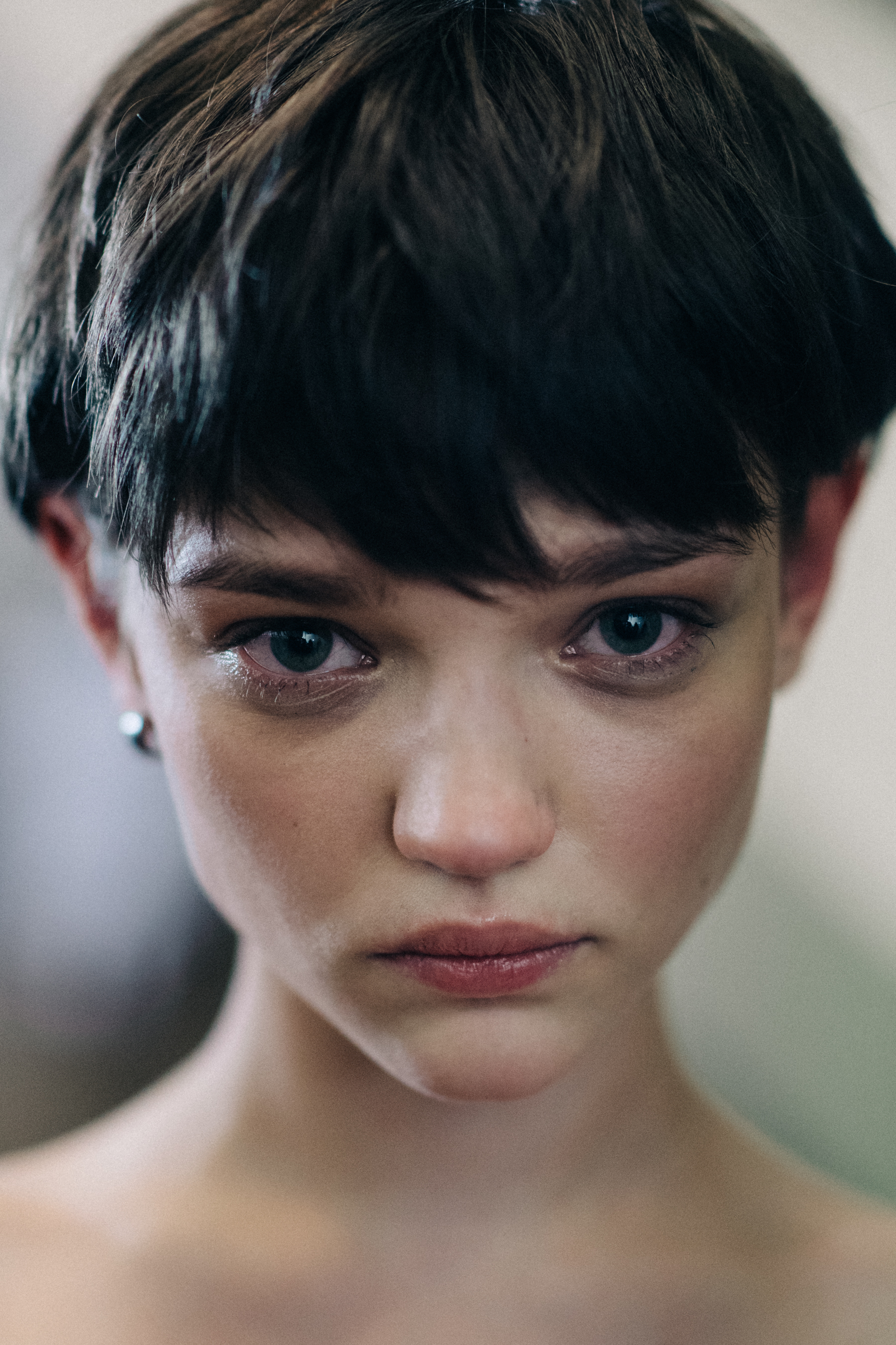 Portrait of models with shot hair