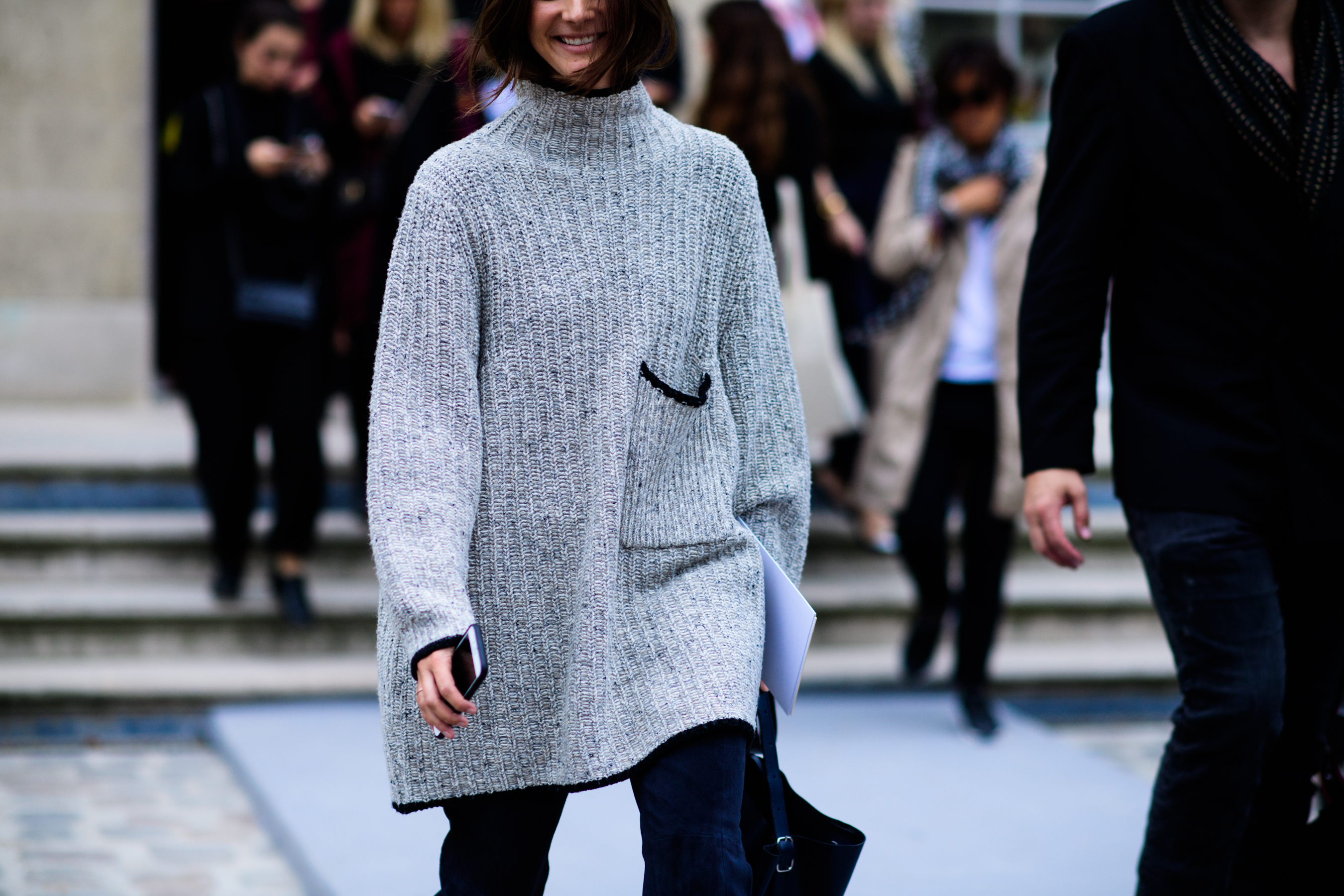 Fashion director wearing oversized knit jumper