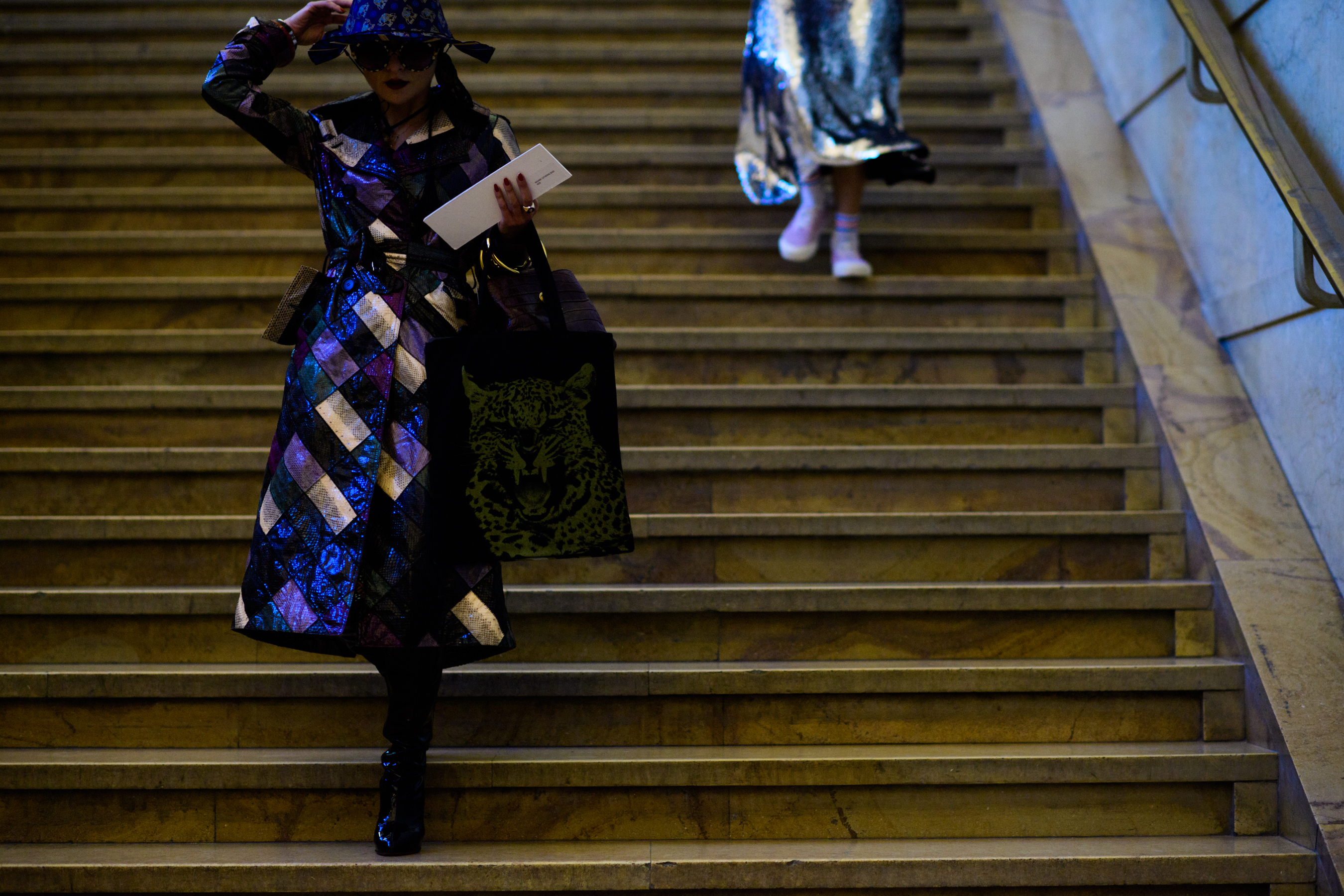 French stylist walking down stairs