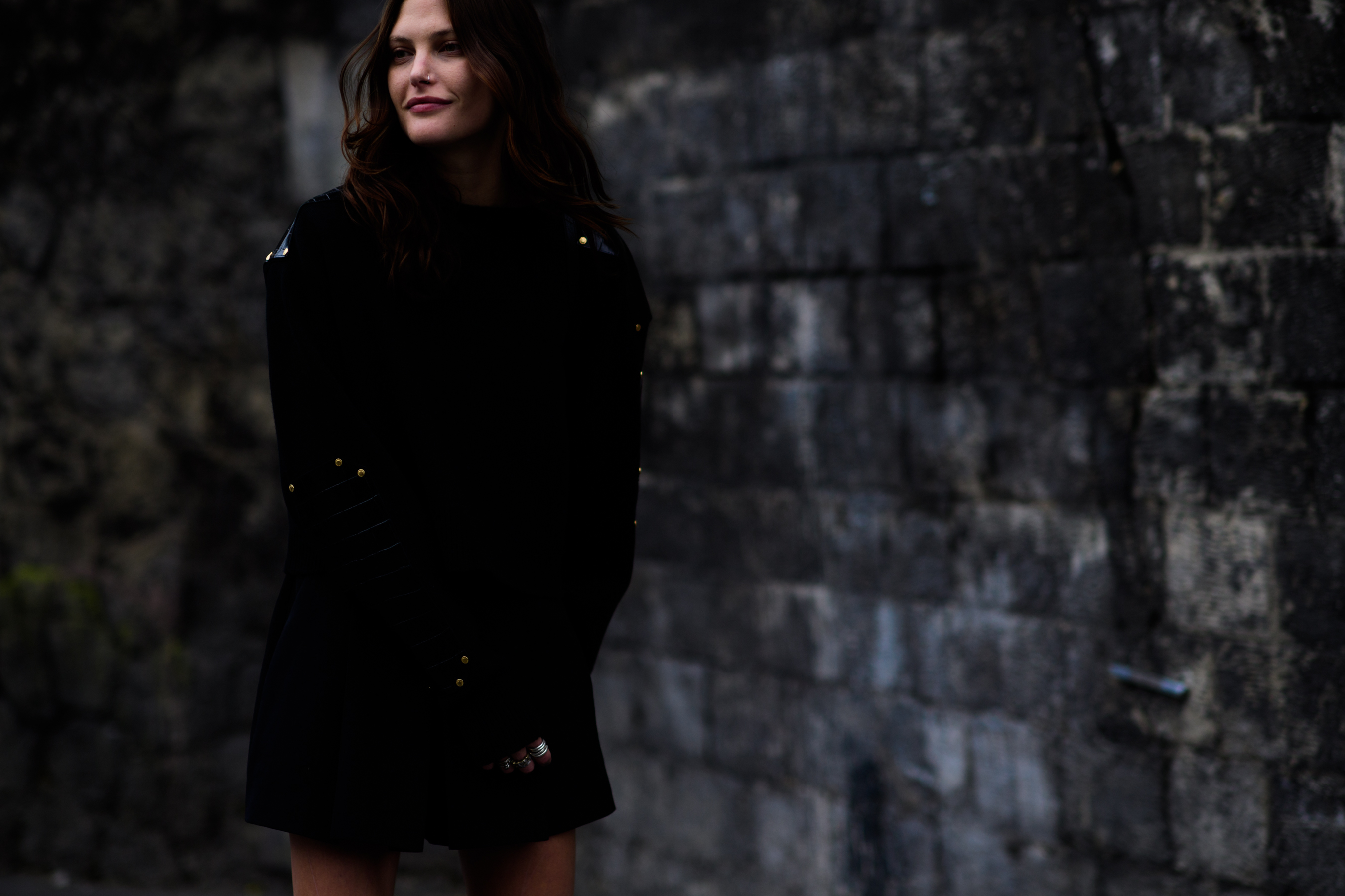 Australian model in black coat