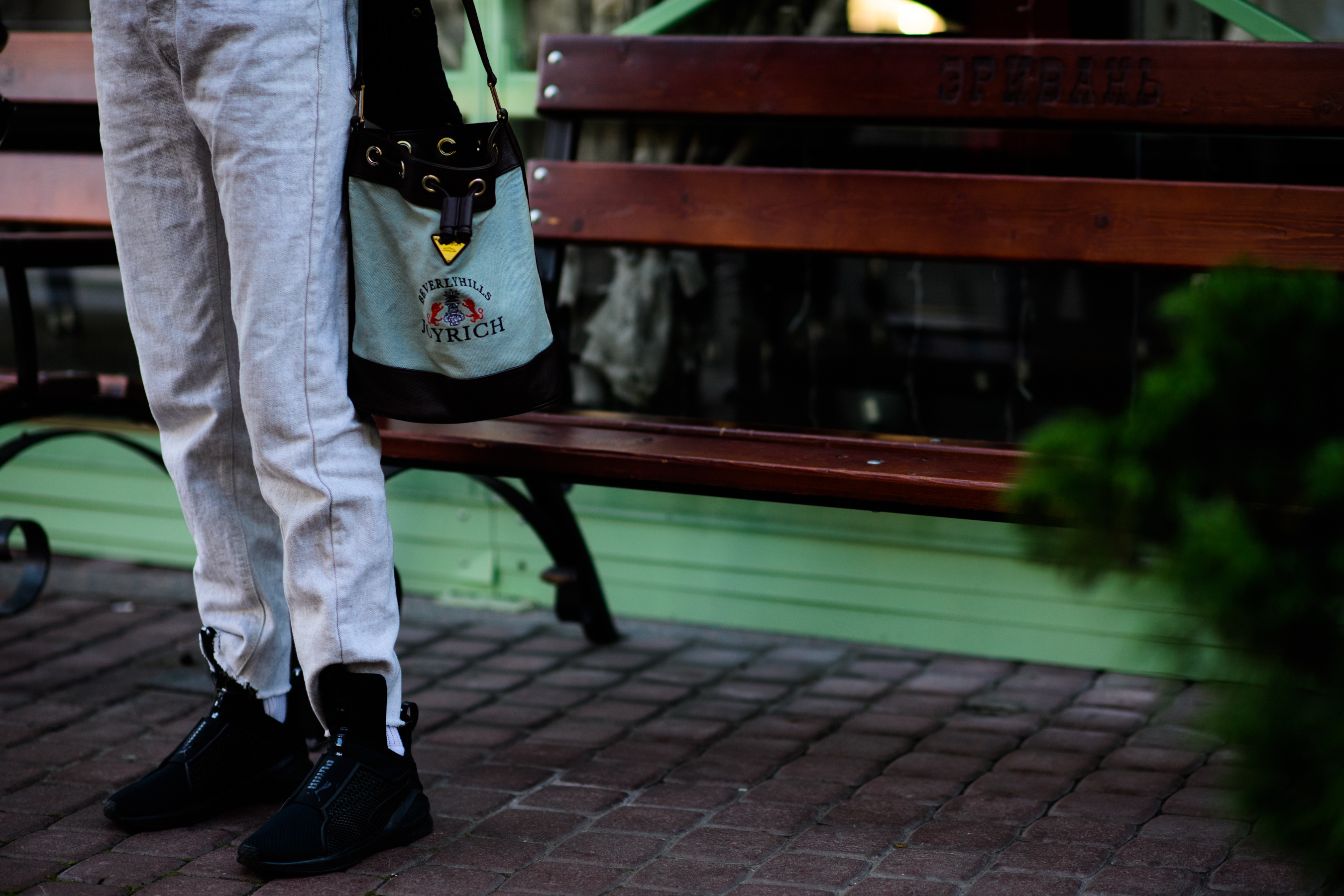 Russian girl wearing Fenty x Puma sneakers