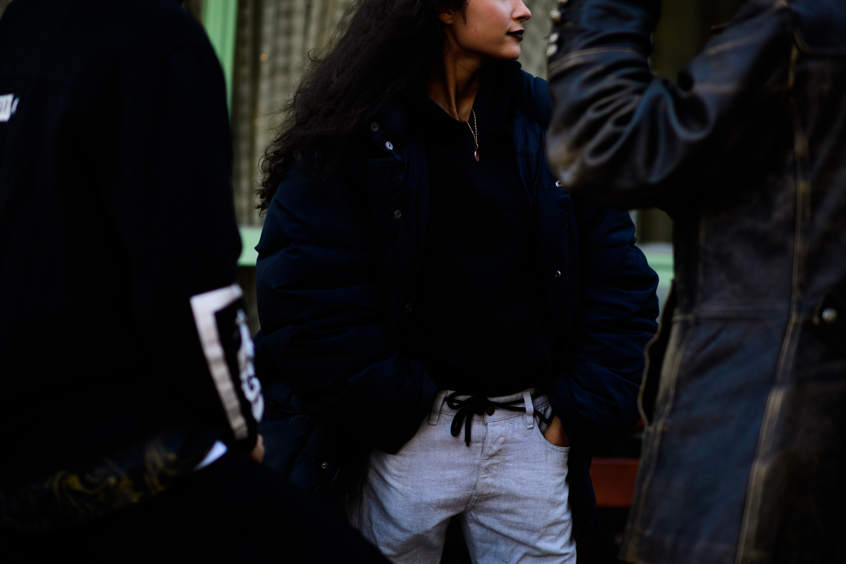 Russian girl wearing big puffer jacket
