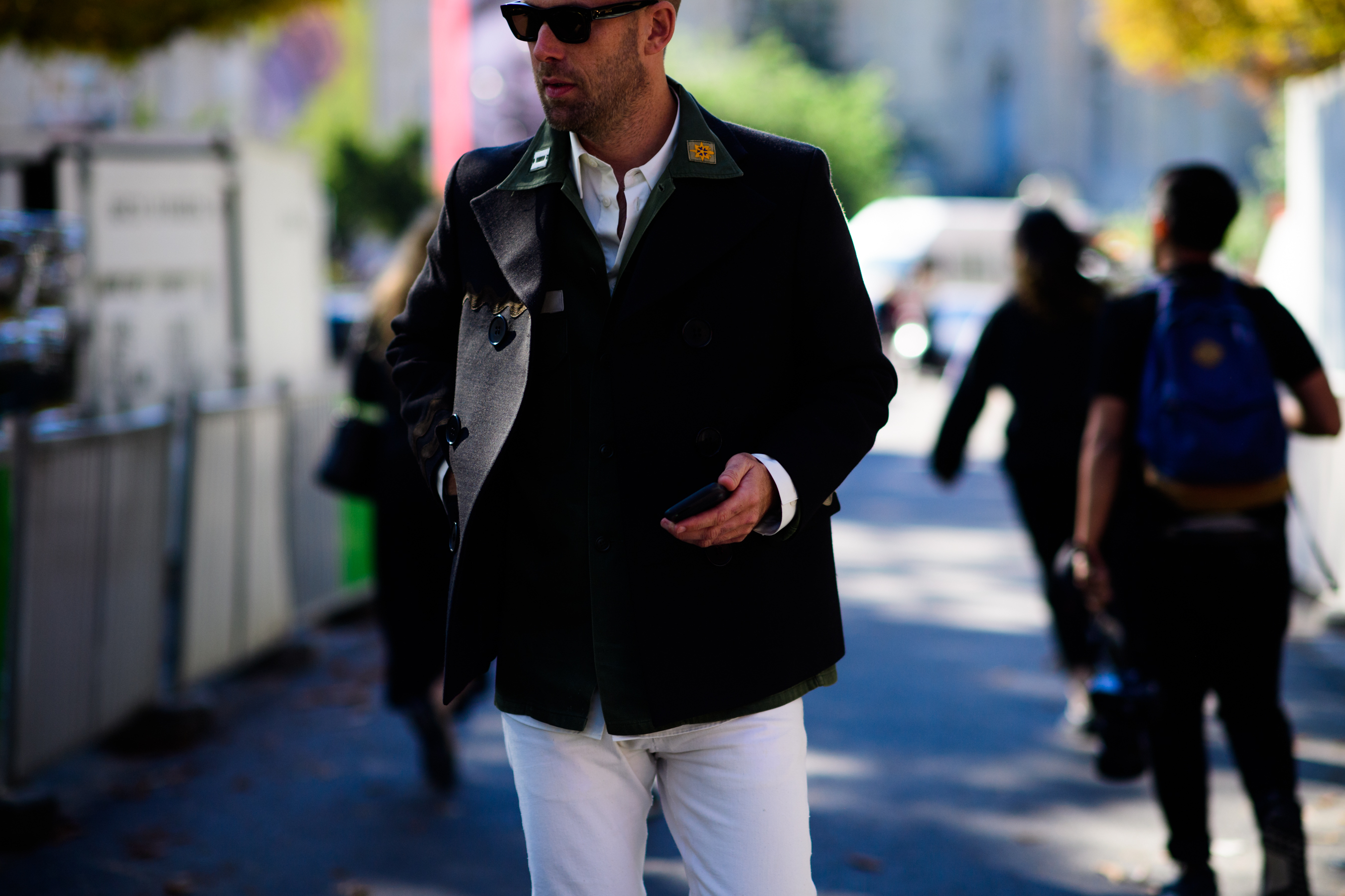 Man wearing dark wool jacket