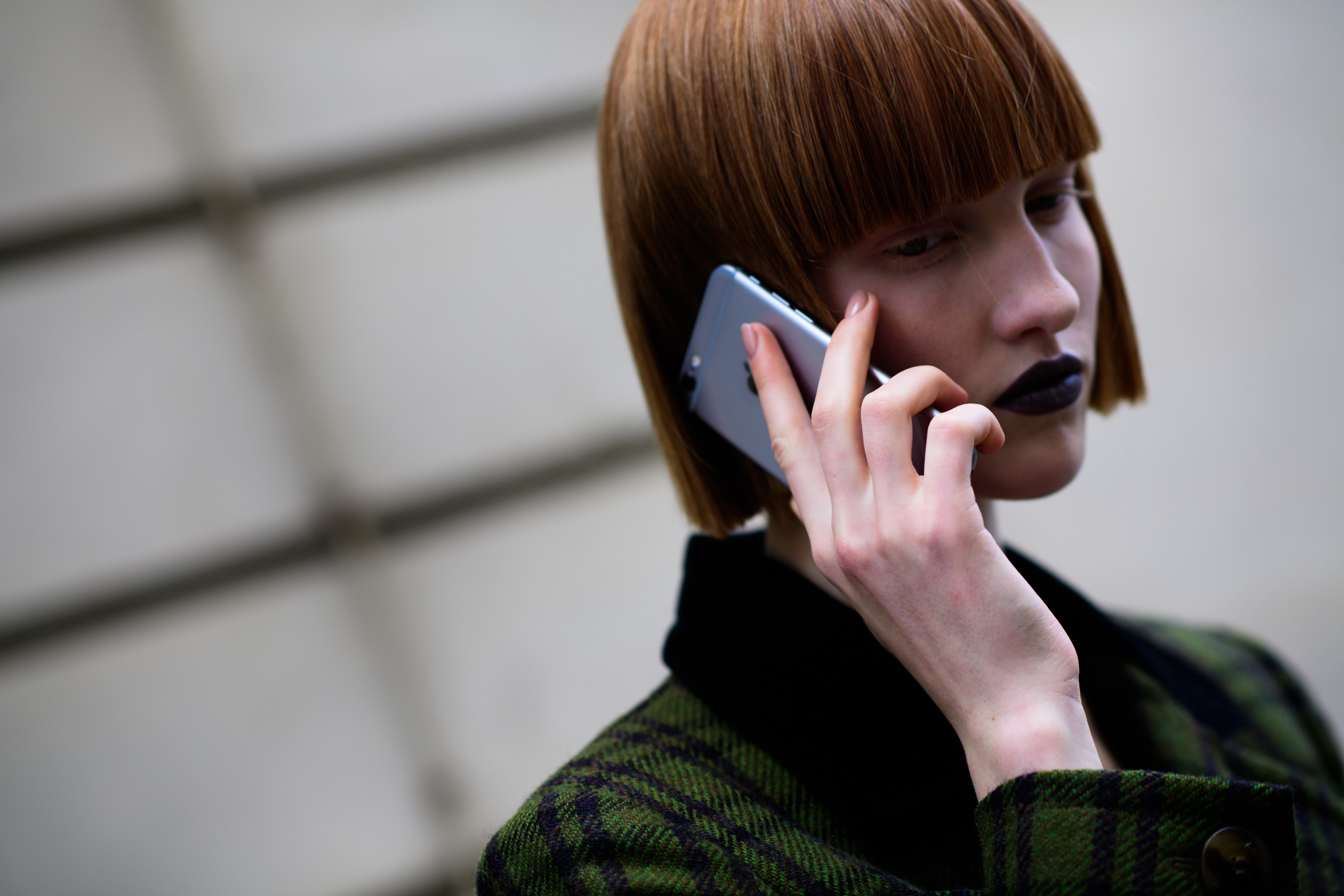 Danish model with cropped red hair