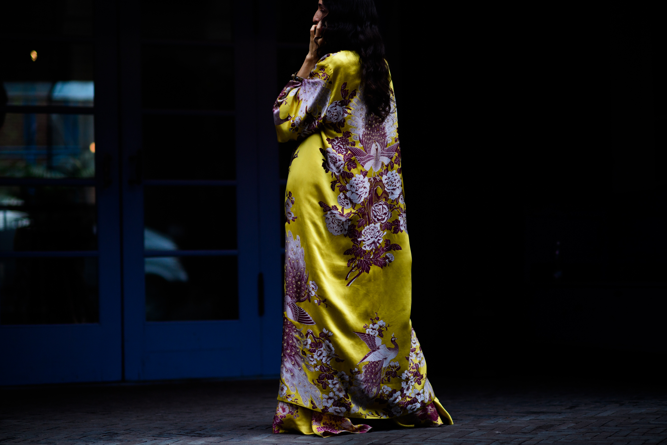 Georgian designer wearing yellow kimono