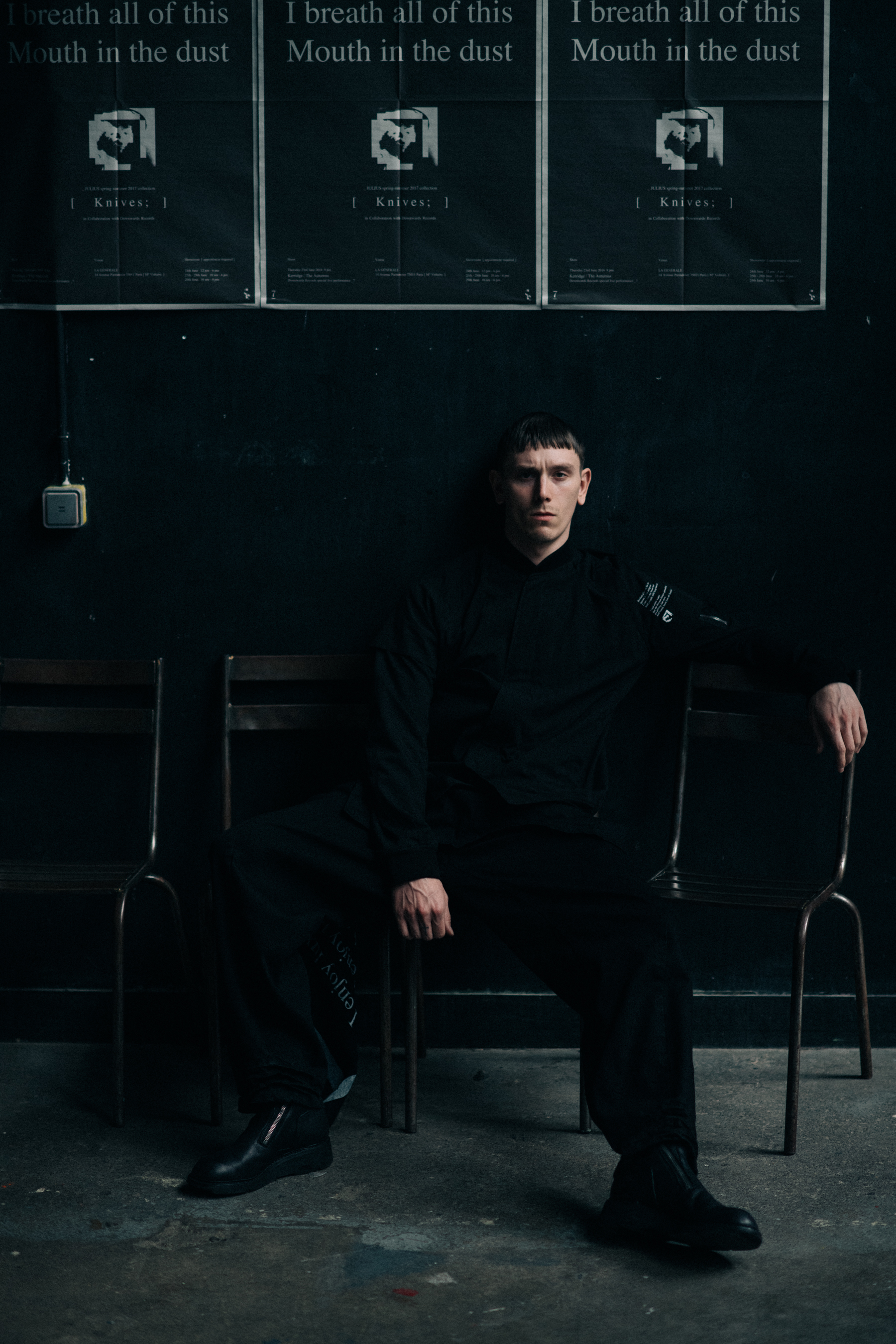 Male model wearing all black