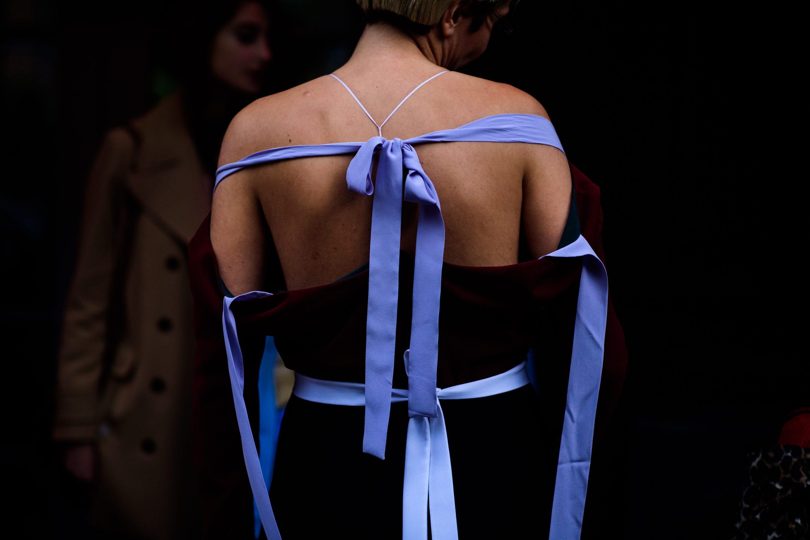 Georgian woman wearing open back dress