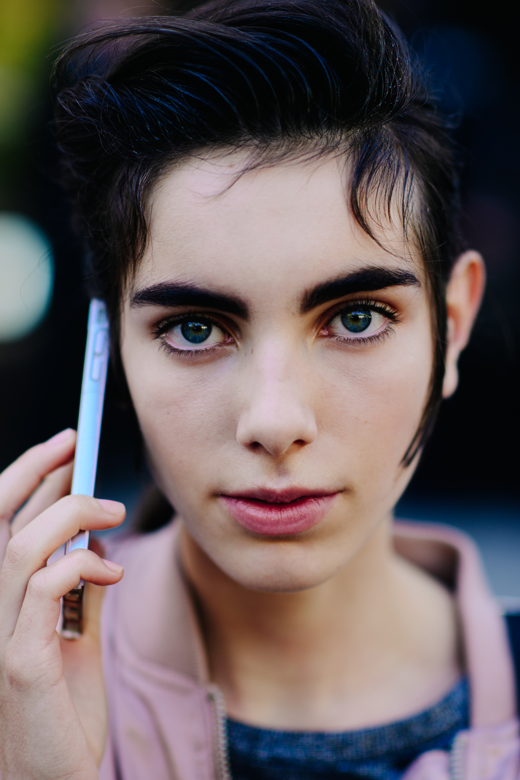 Portrait of British model with green eyes