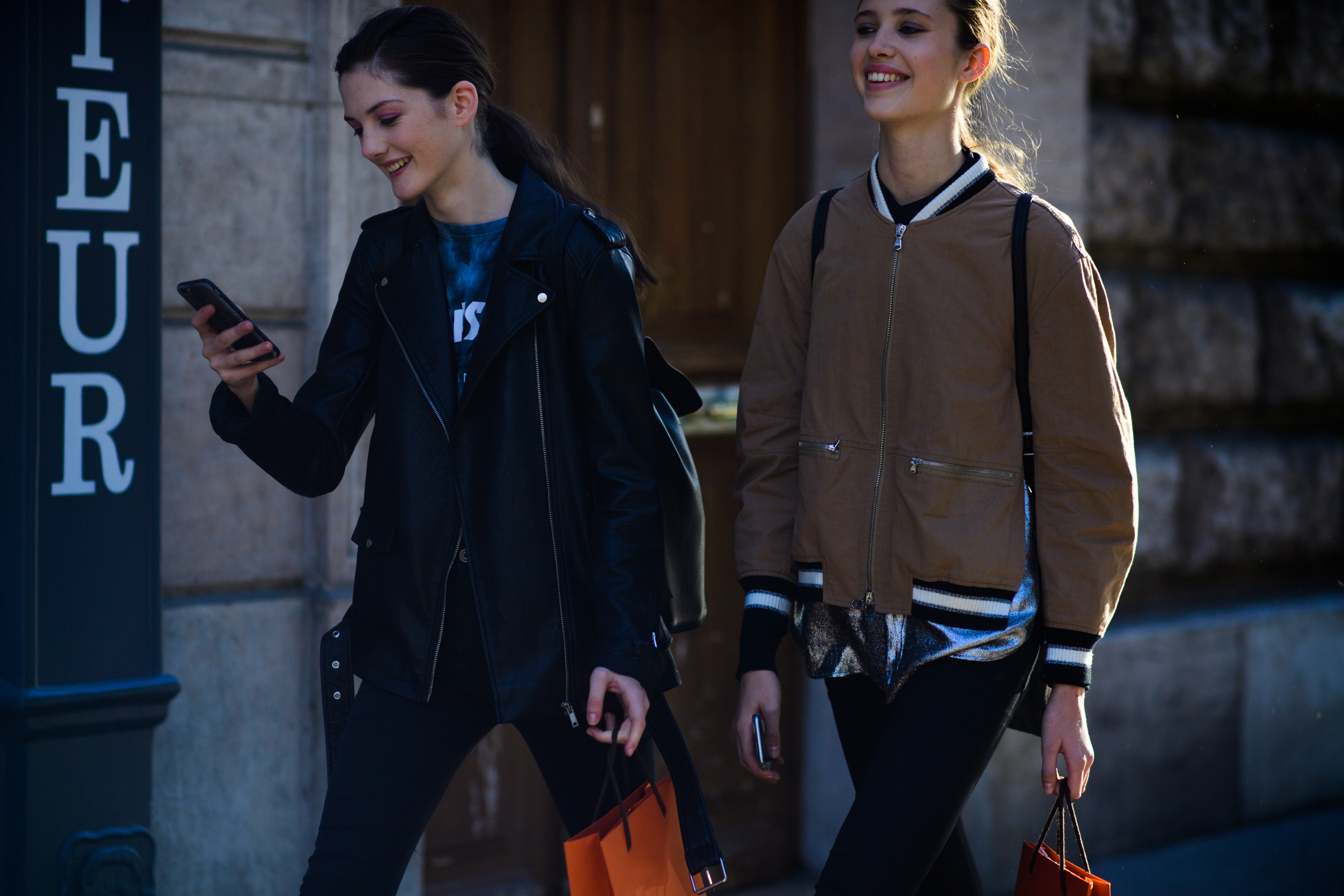 French and Russian model after Hermès show