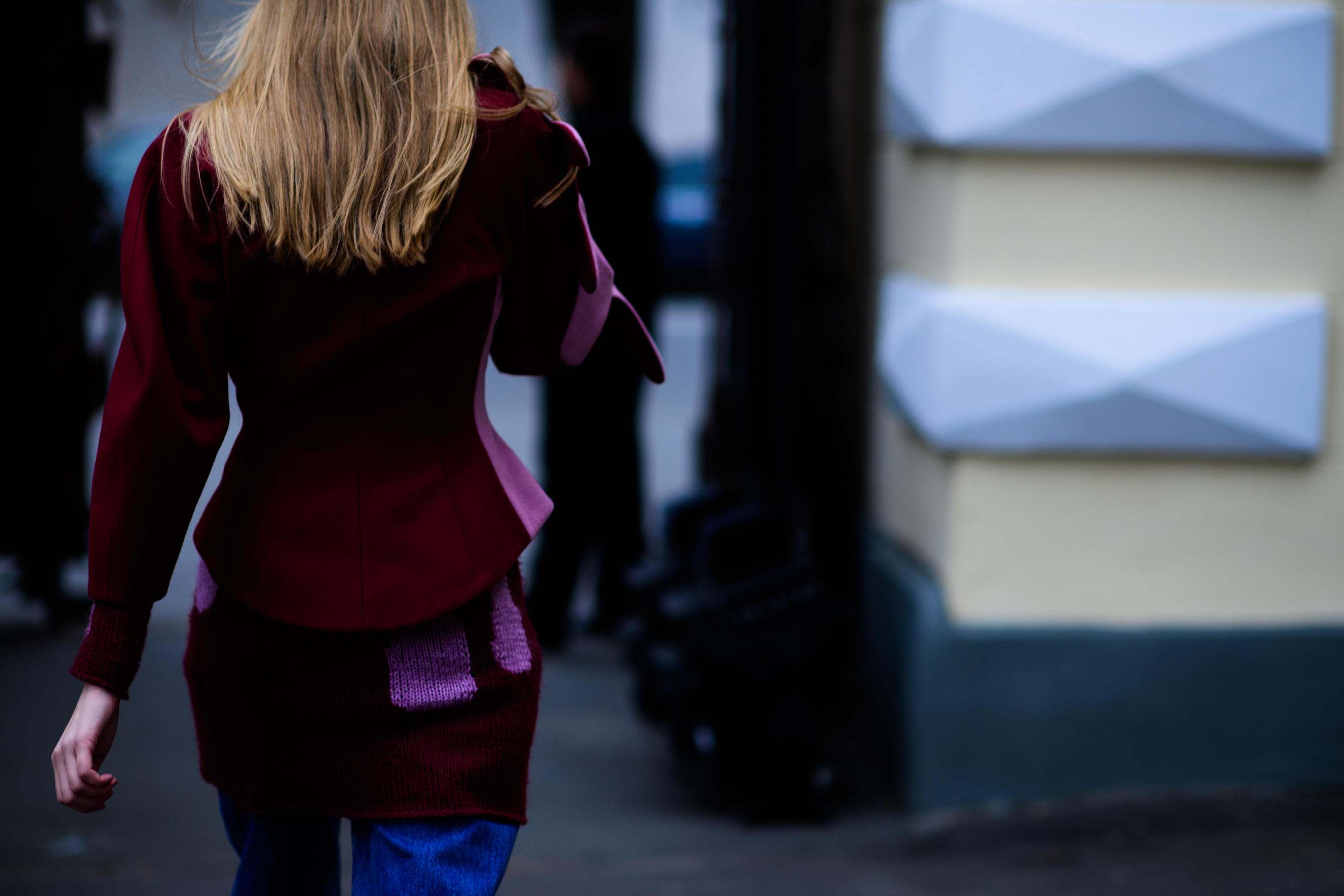 Ukrainian model wearing red coat