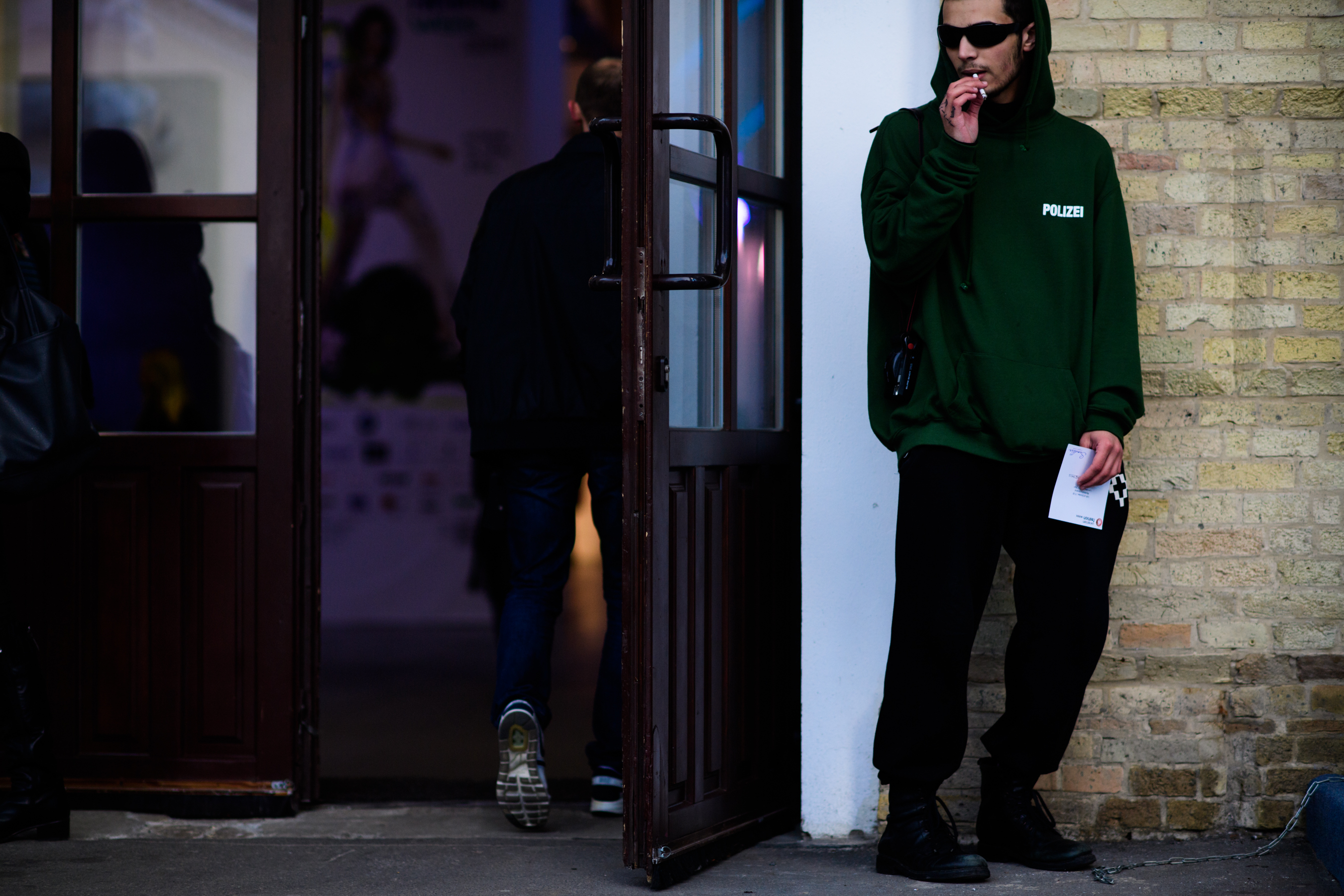 Man wearing Vetements hoodie