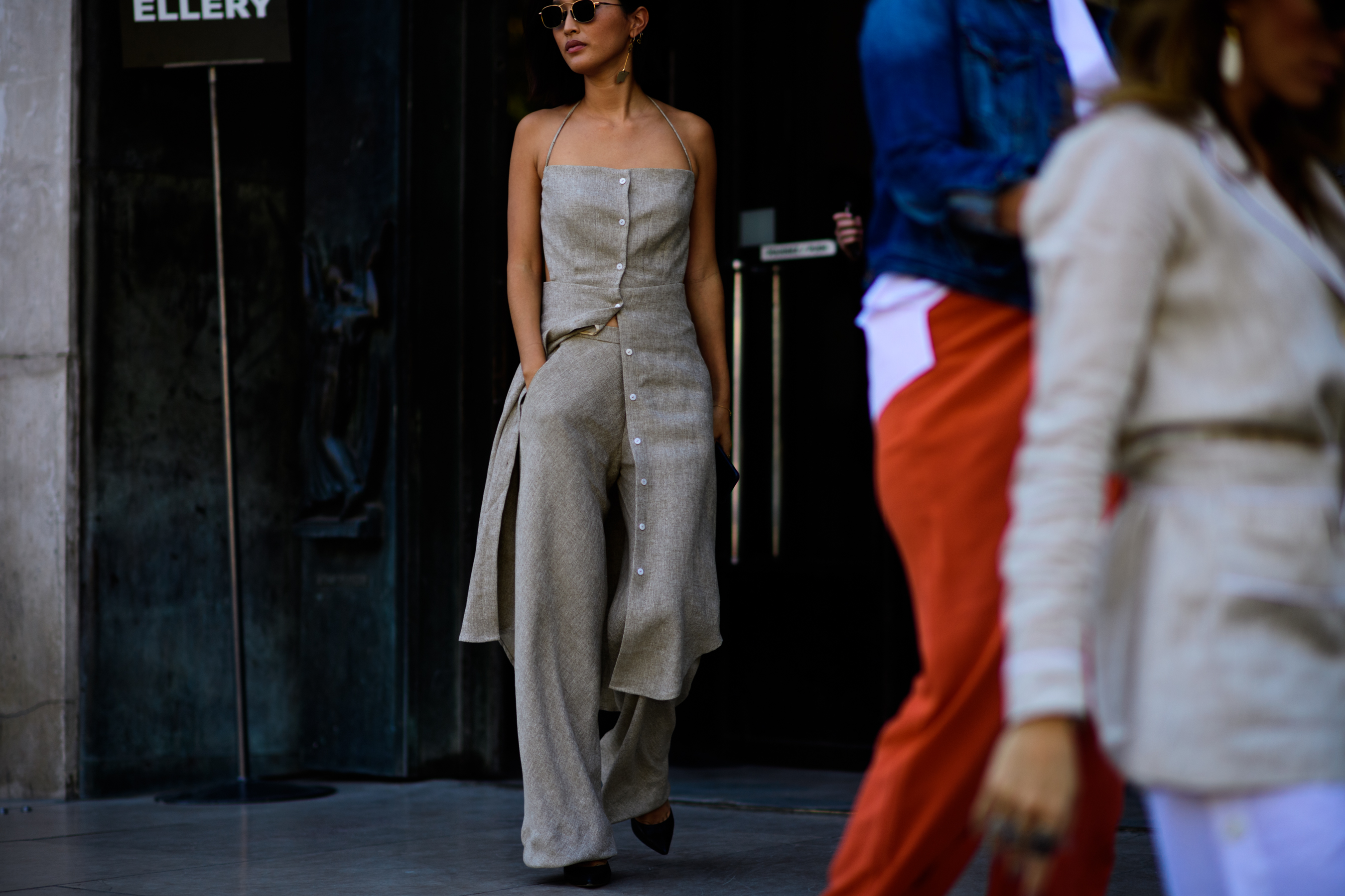 Blogger wearing light brown outfit
