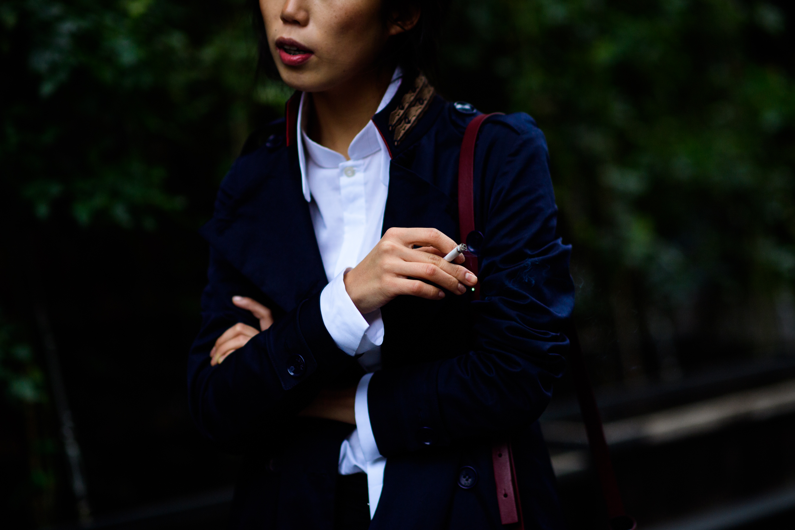 Russian stylist wearing blue jacket