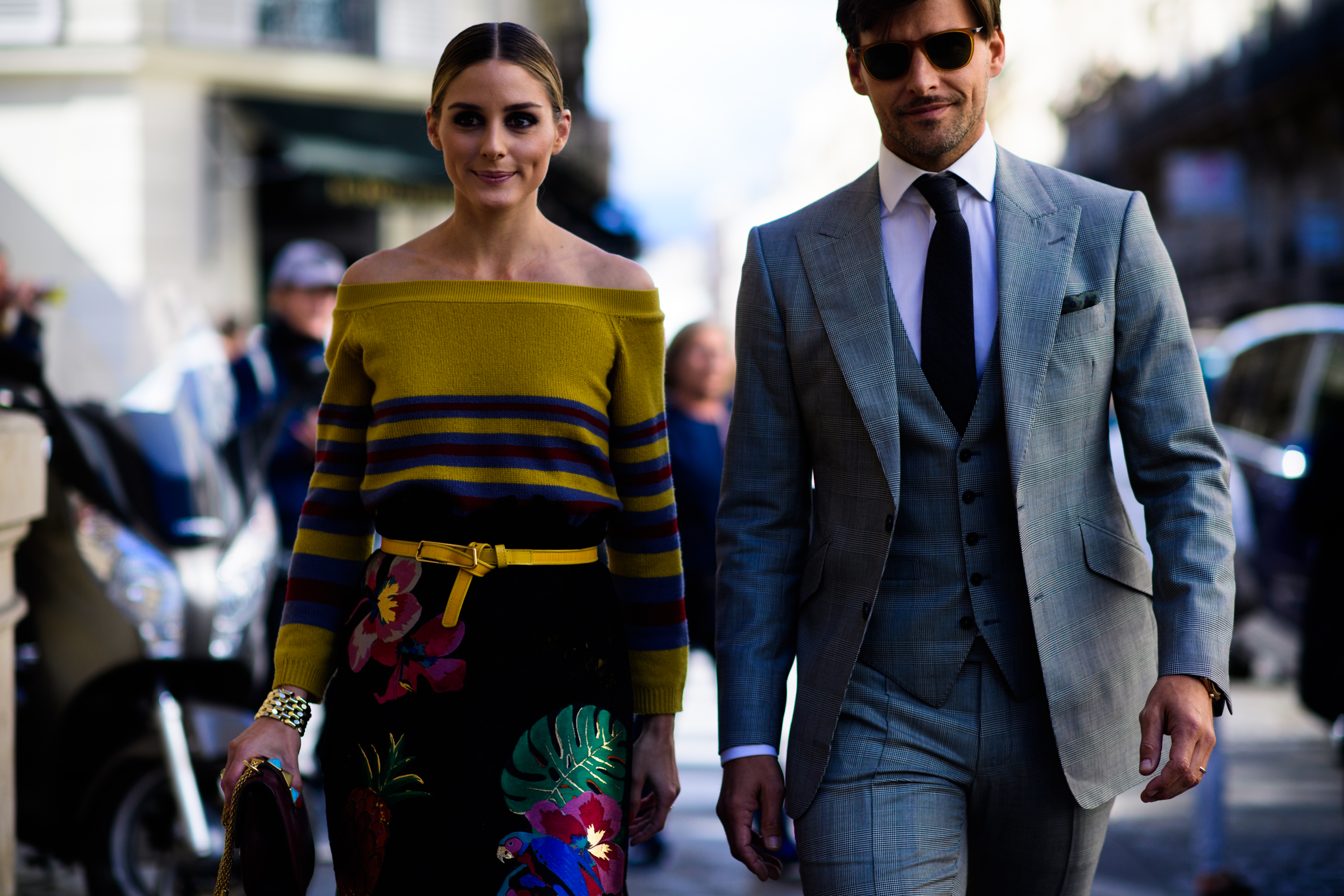 Couple walking in formal wear