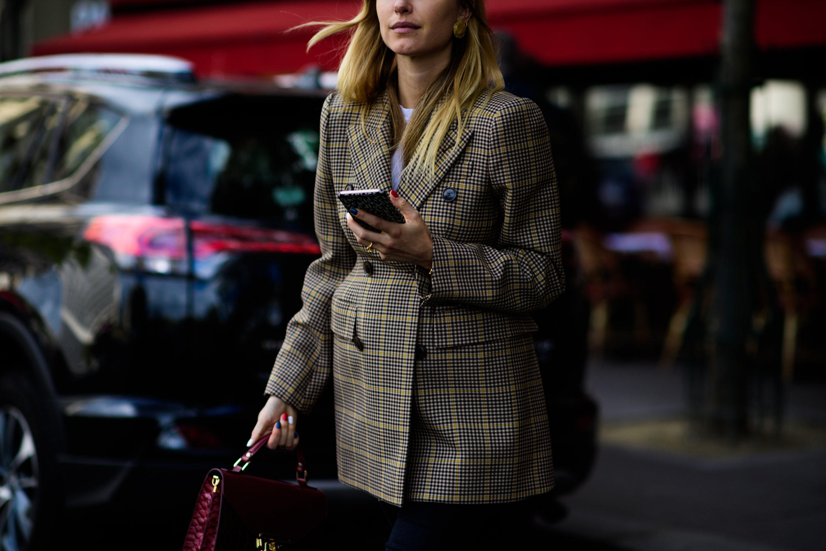 Danish blogger wearing check jacket