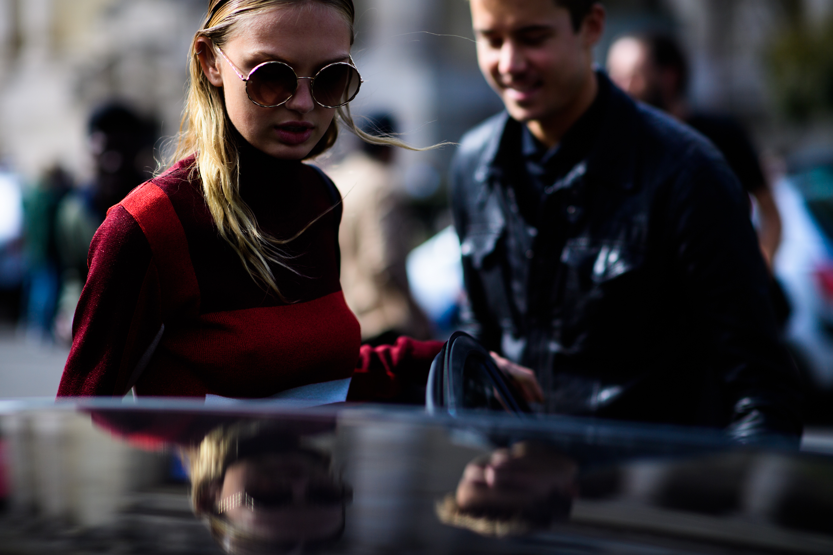 Dutch supermodel wearing sunglasses