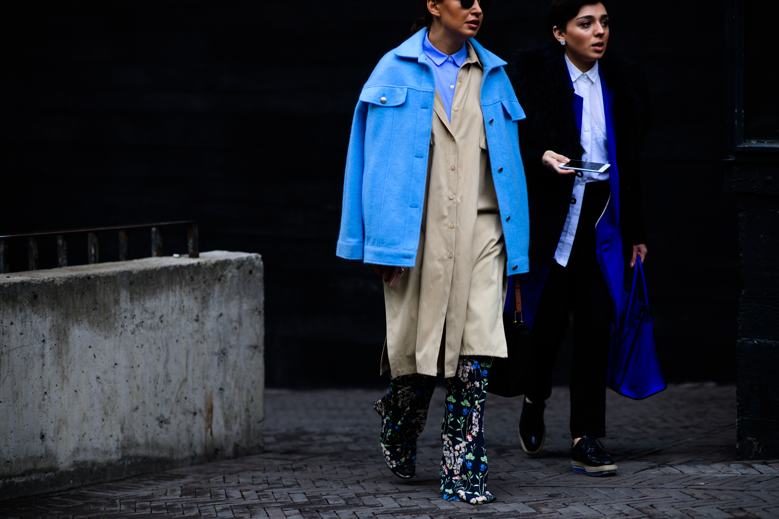 Two Georgian women wearing blue