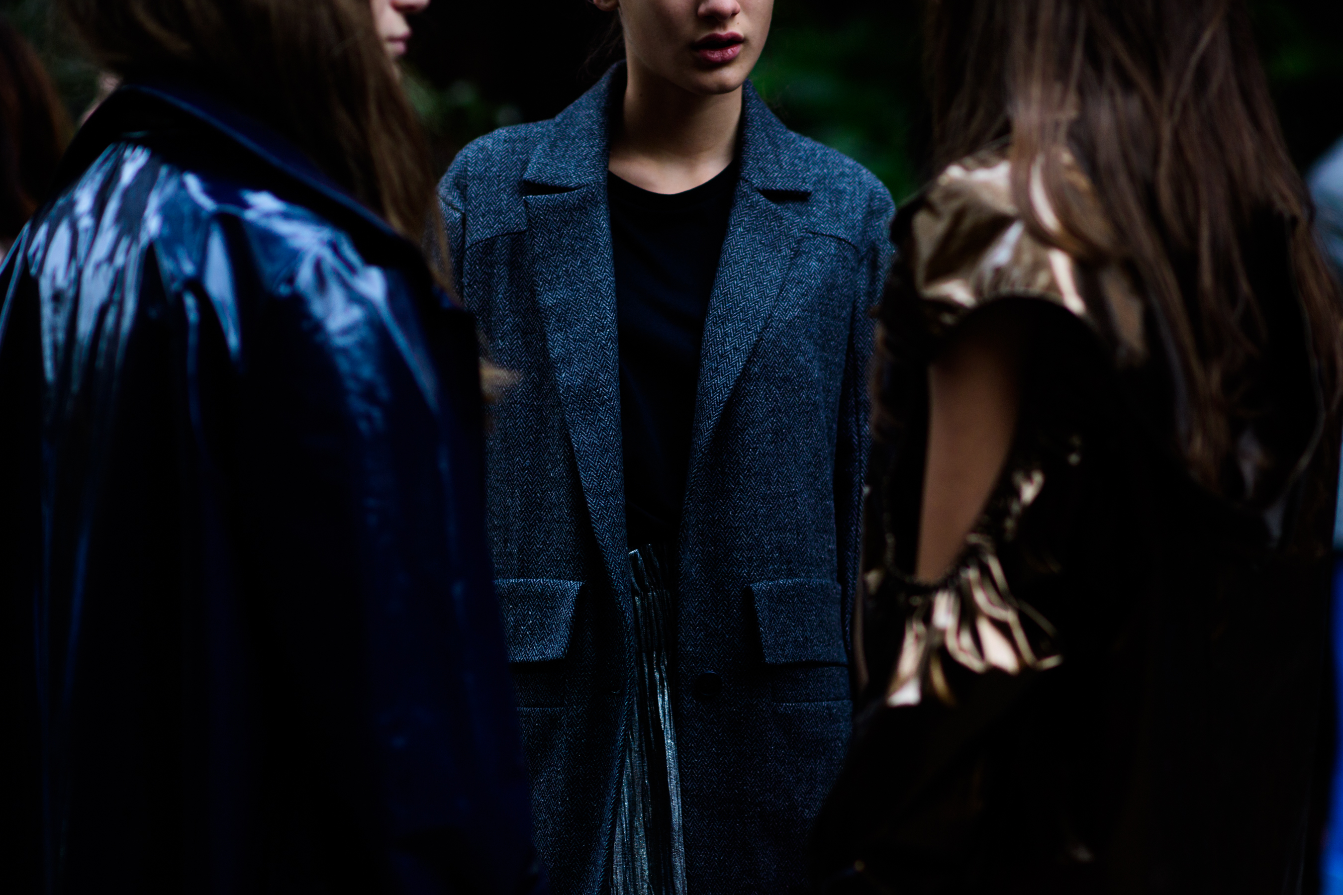 Model wearing grey coat