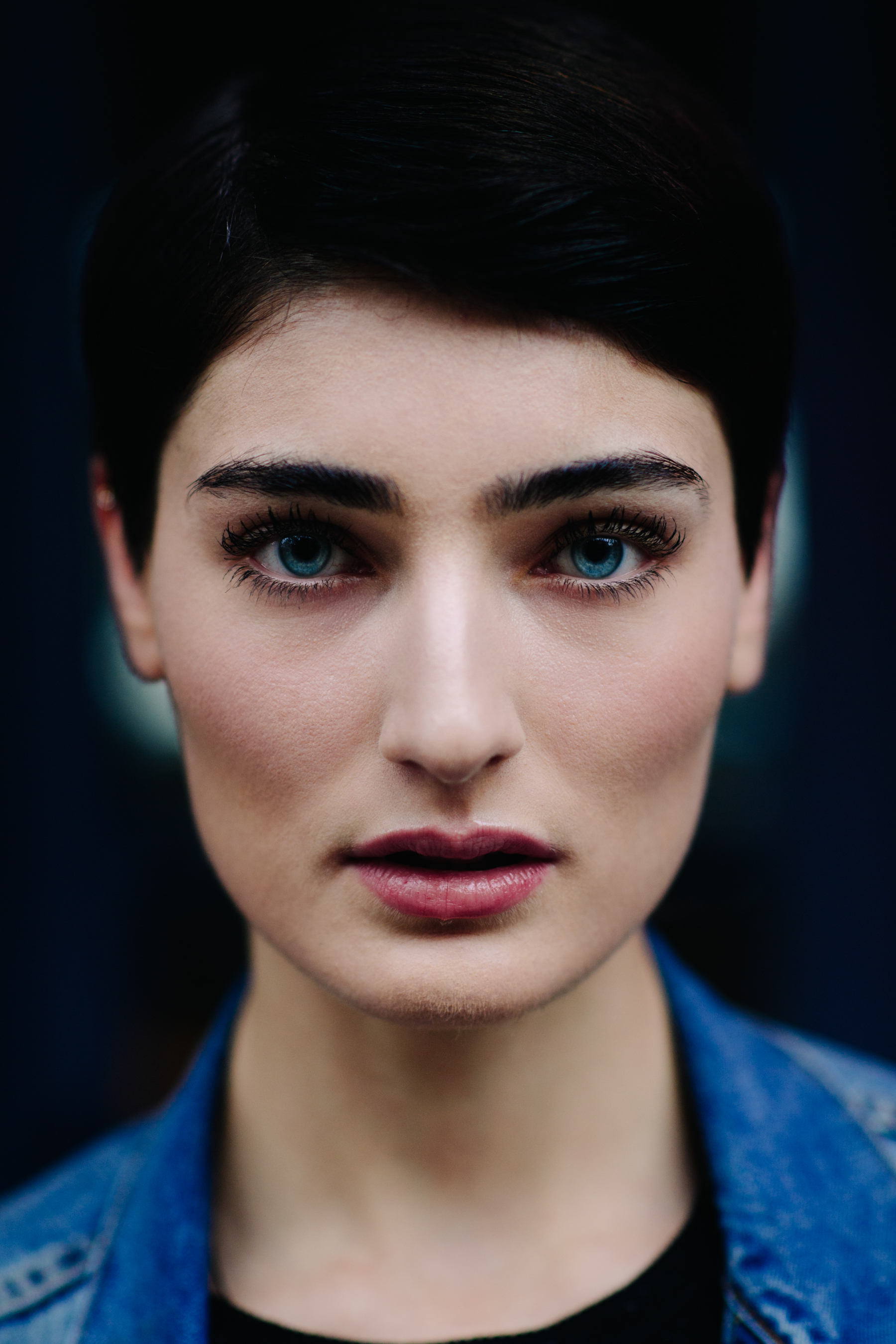 Portrait of a model with blue eyes
