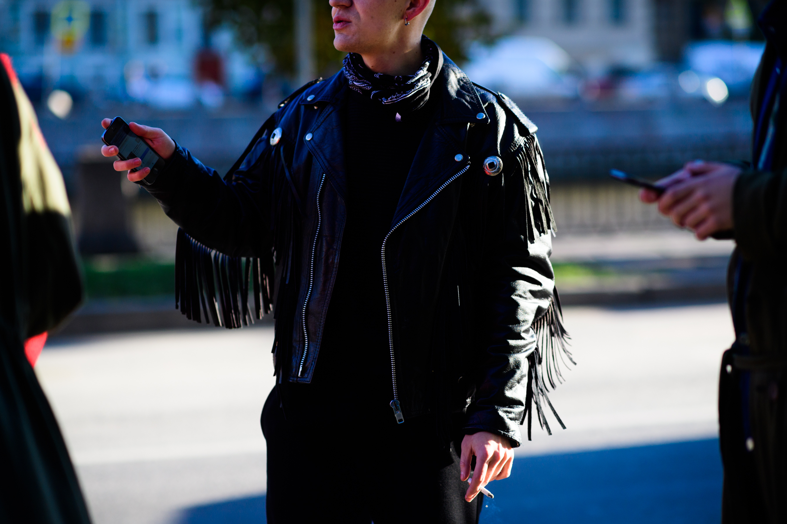 Russian stylist wearing black jacket