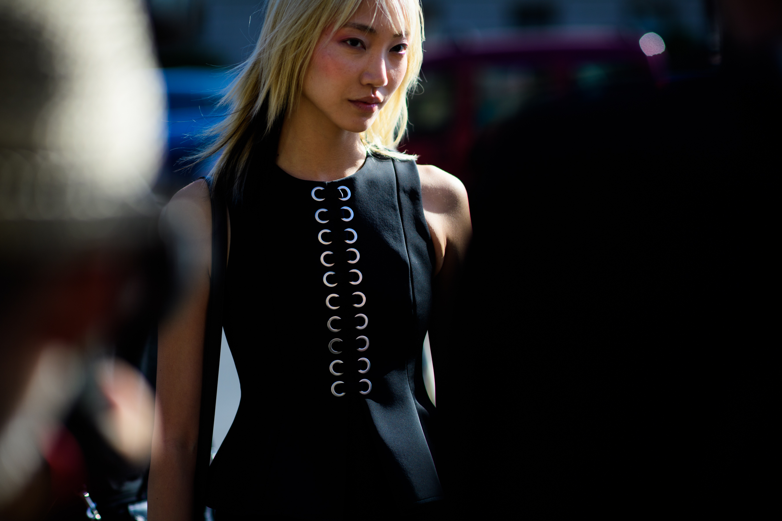 Korean model with blonde hair